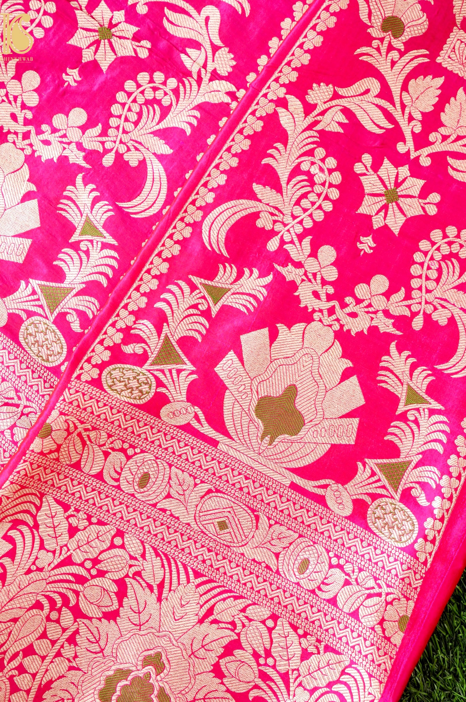 Handloom Banarasi Katan Silk Kalidar Rajrika Lehenga