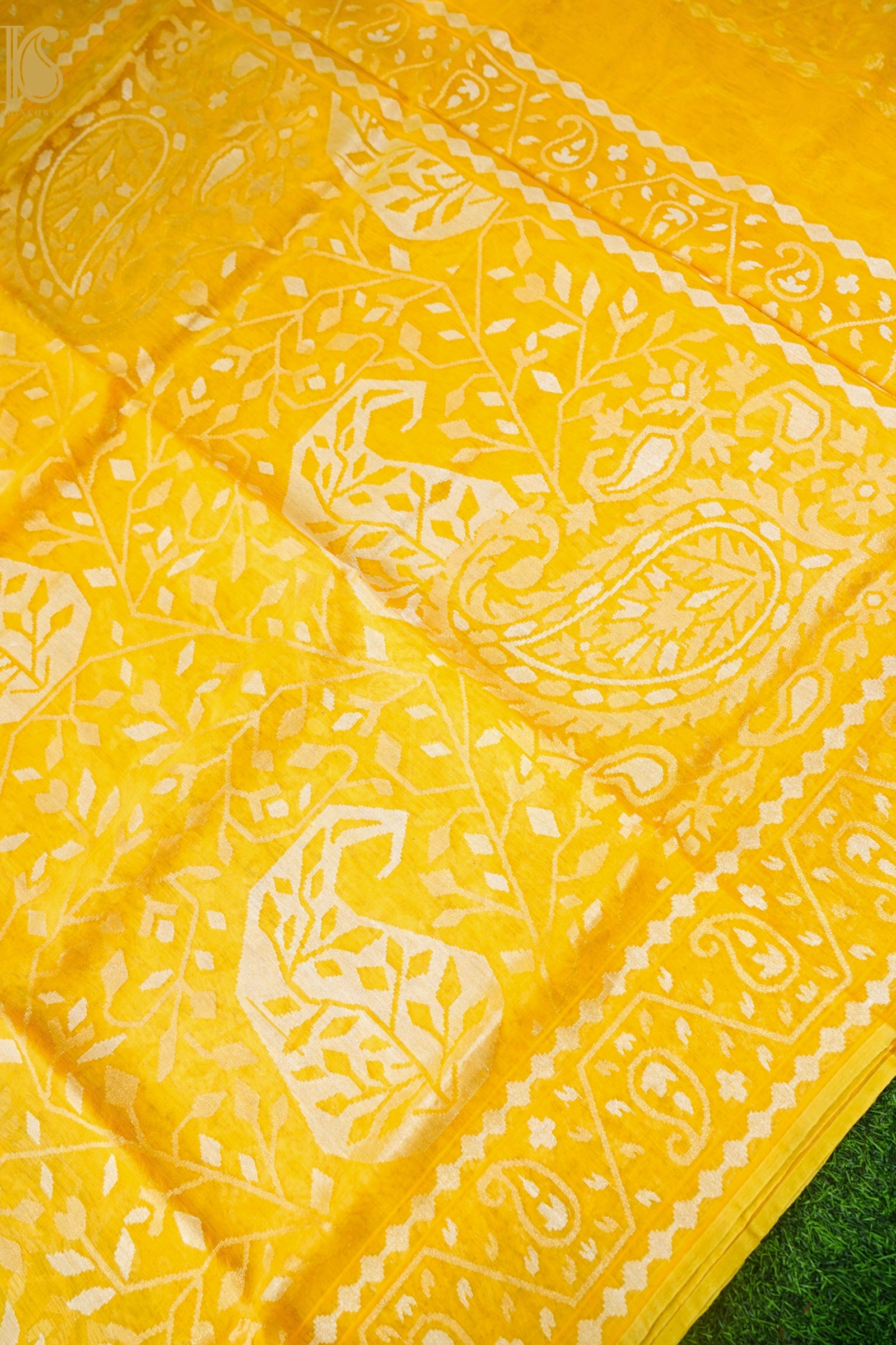 Handloom Banarasi Real Silver Zari Cotton Saree