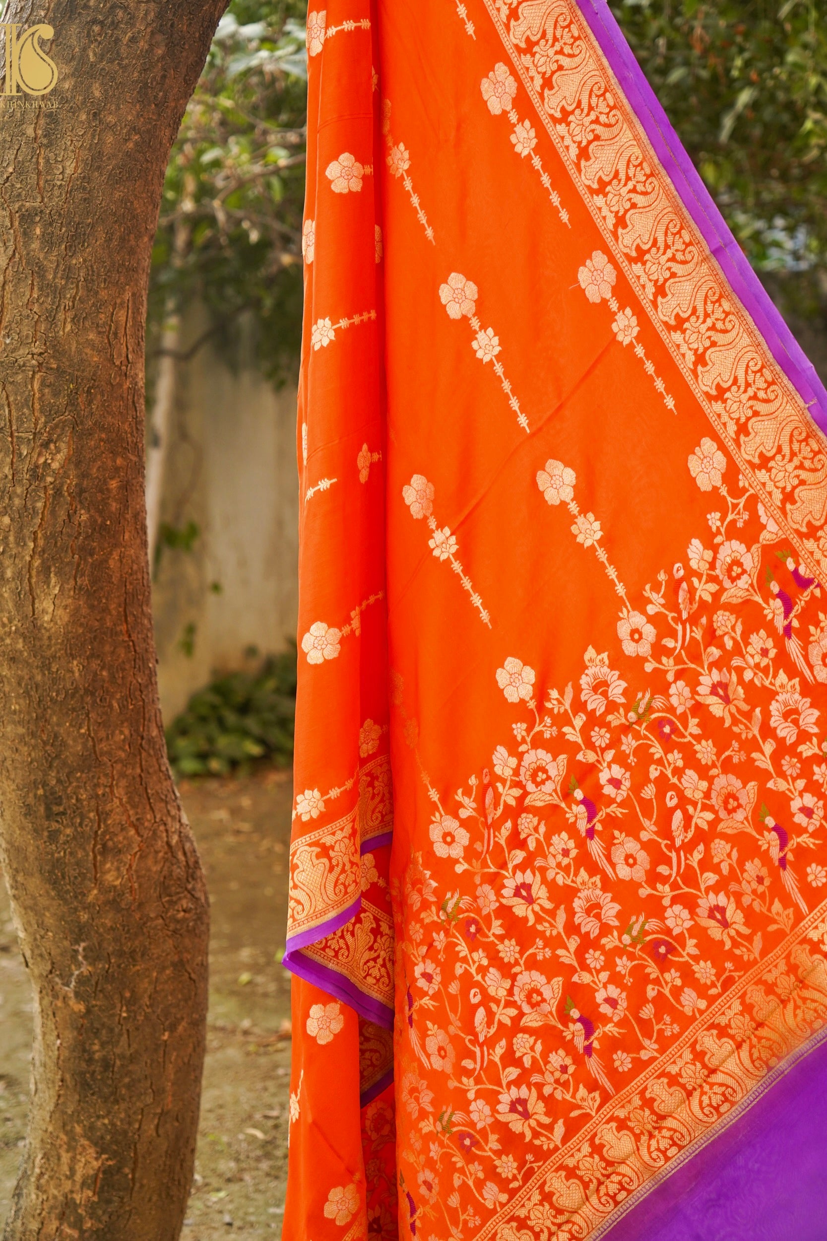 Pure Georgette Silk Meenakari Banarasi Jaal Dupatta - Khinkhwab