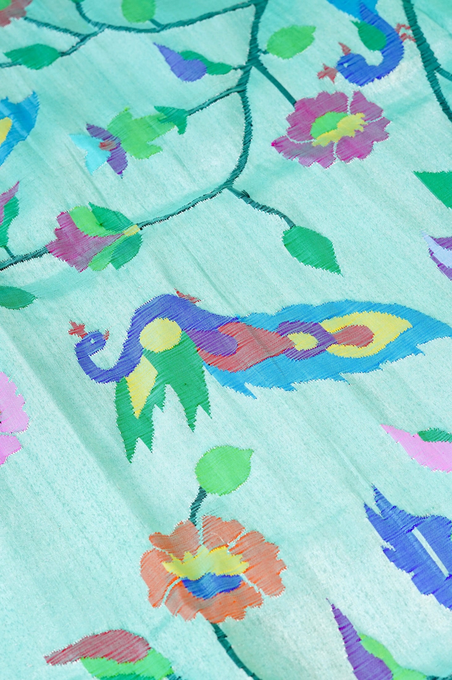 Handwoven Paithani Silk Tissue Saree with Peacock Pallu