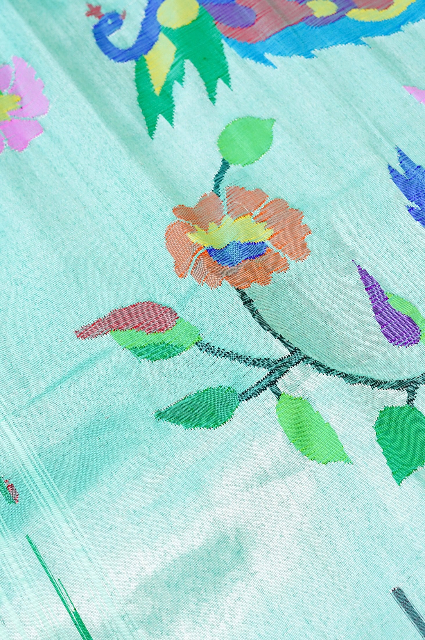 Handwoven Paithani Silk Tissue Saree with Peacock Pallu