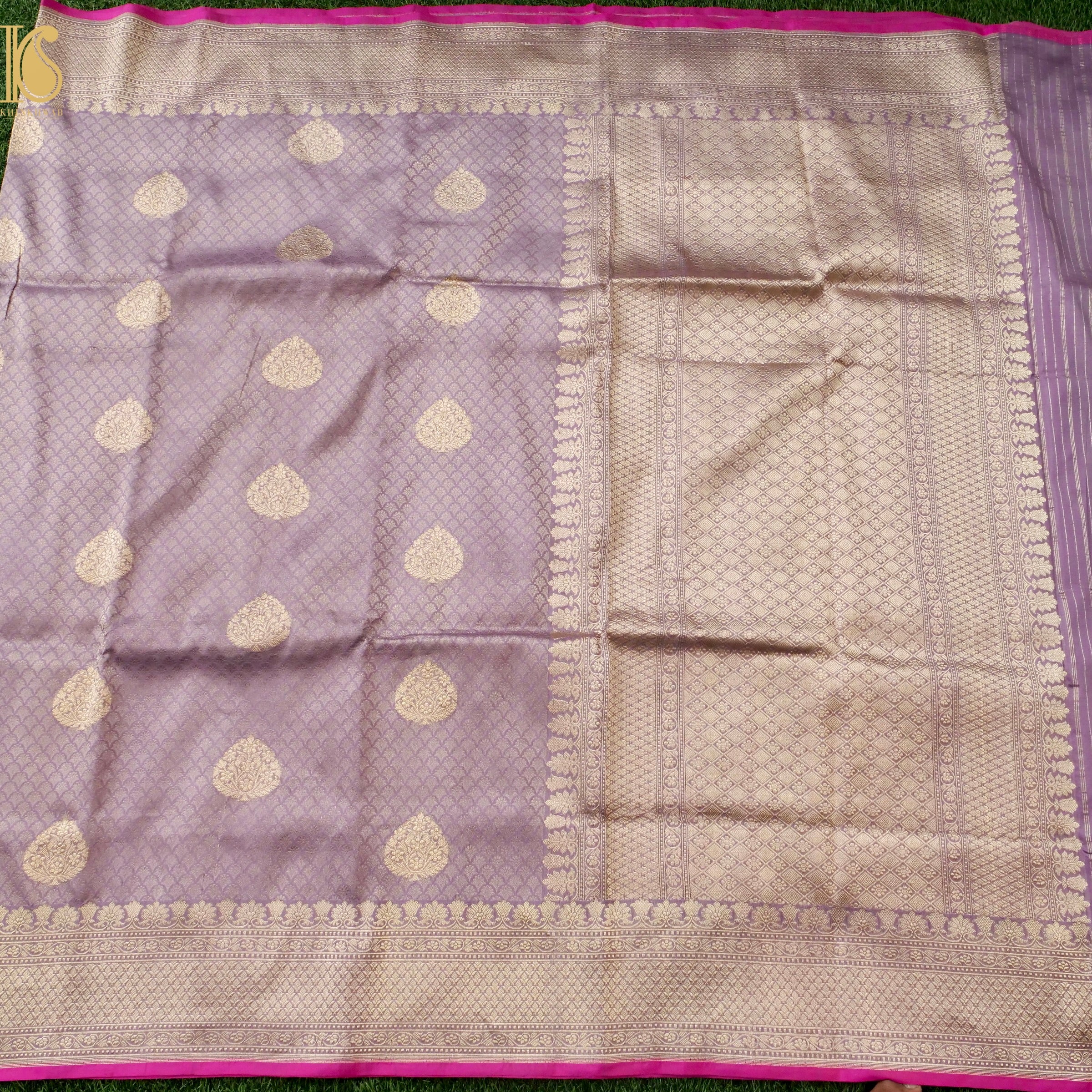 Handloom Banarasi Katan Silk Zari Tanchoi Saree with Kadwa Boota - Khinkhwab