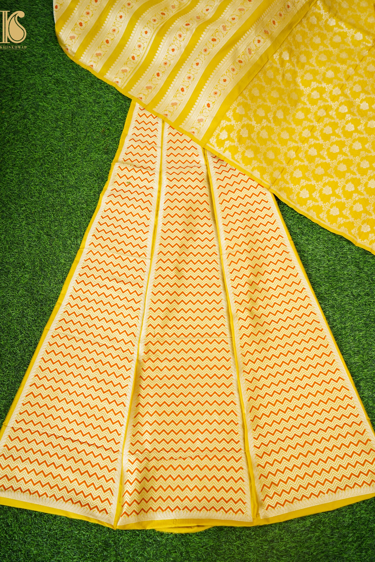 Handloom Banarasi Katan Silk Kalidar Leher Lehenga