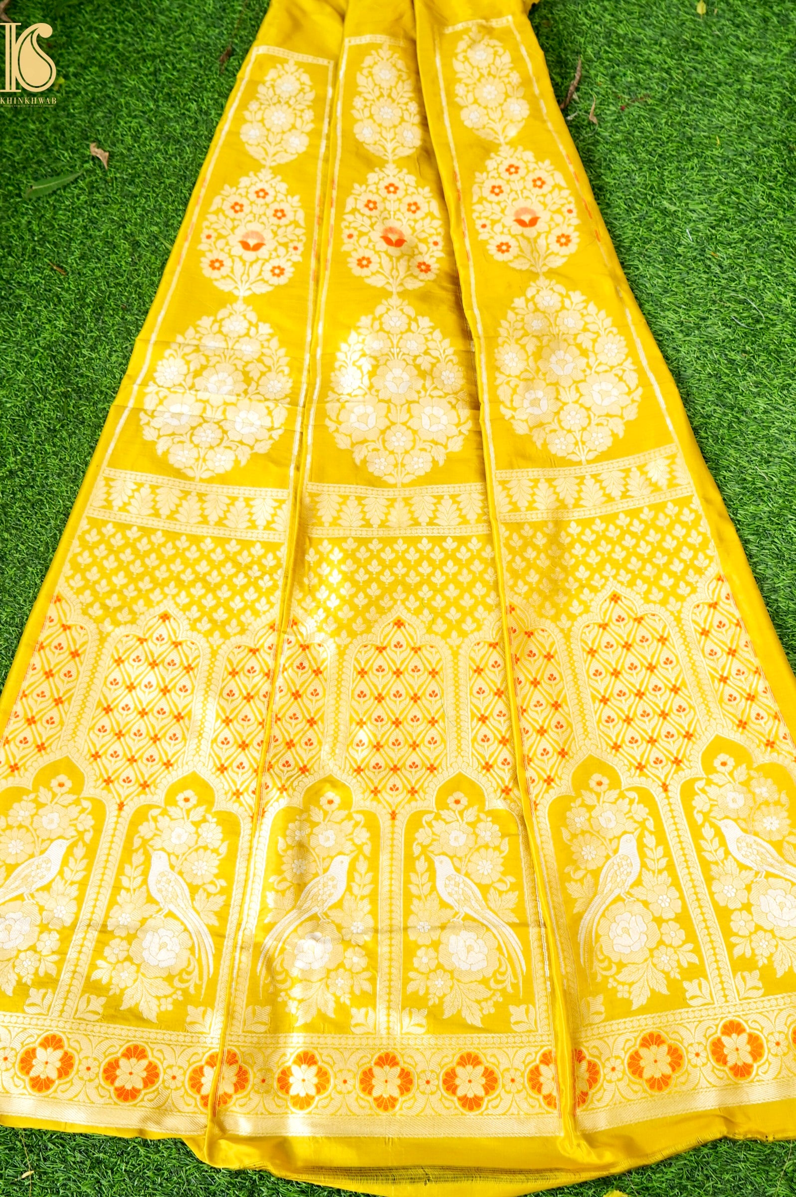 Handloom Banarasi Katan Silk Kalidar Pakhee Lehenga