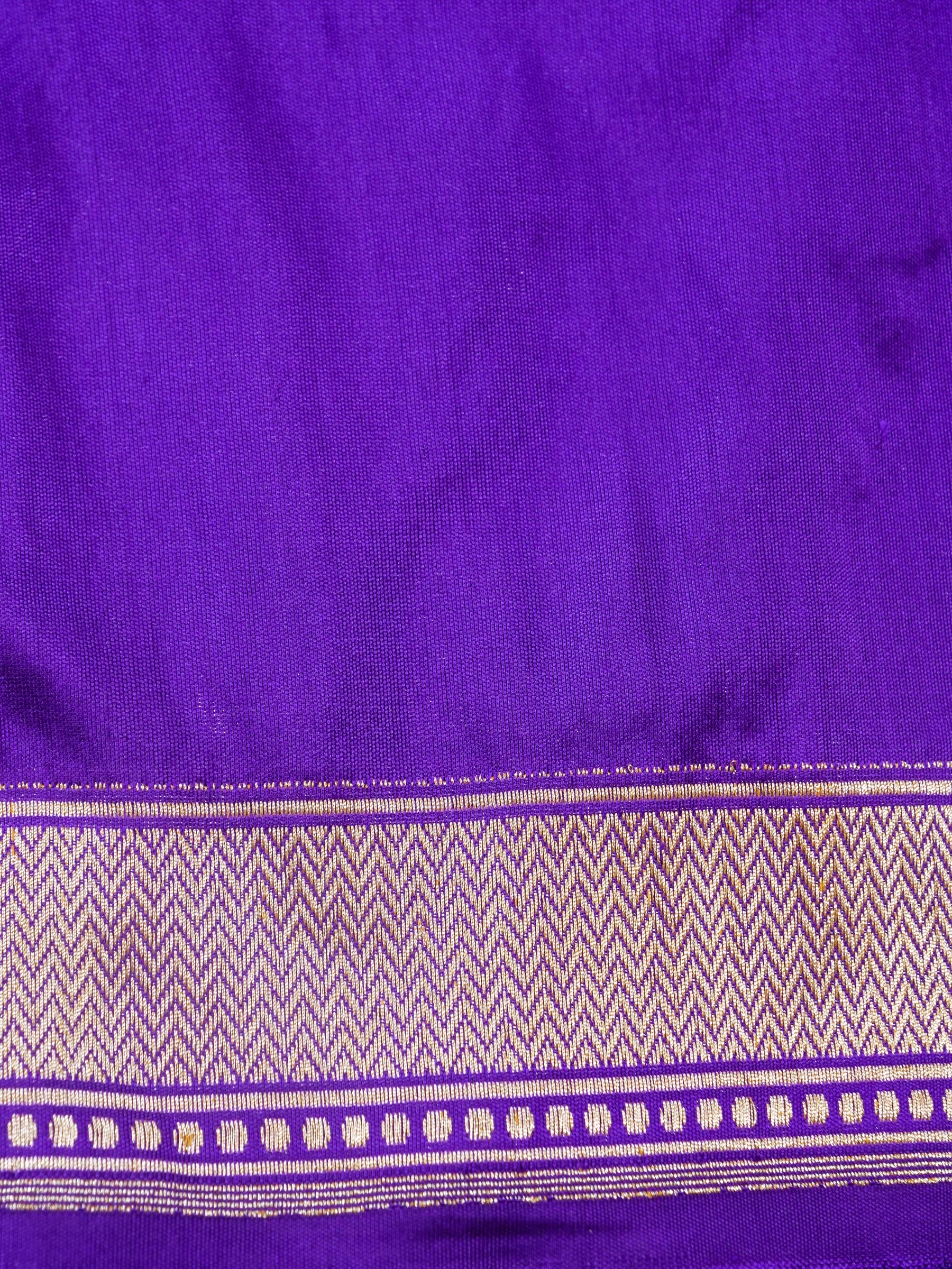 Handwoven Banarasi Katan Silk Kadwa Saree in Violet