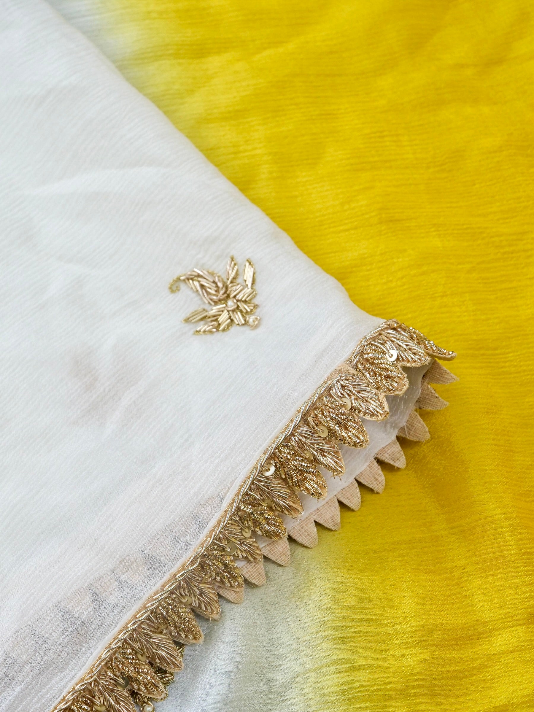 Handwoven Chanderi Silk Kalidar Lehenga Set with Yellow Blouse and Dupatta