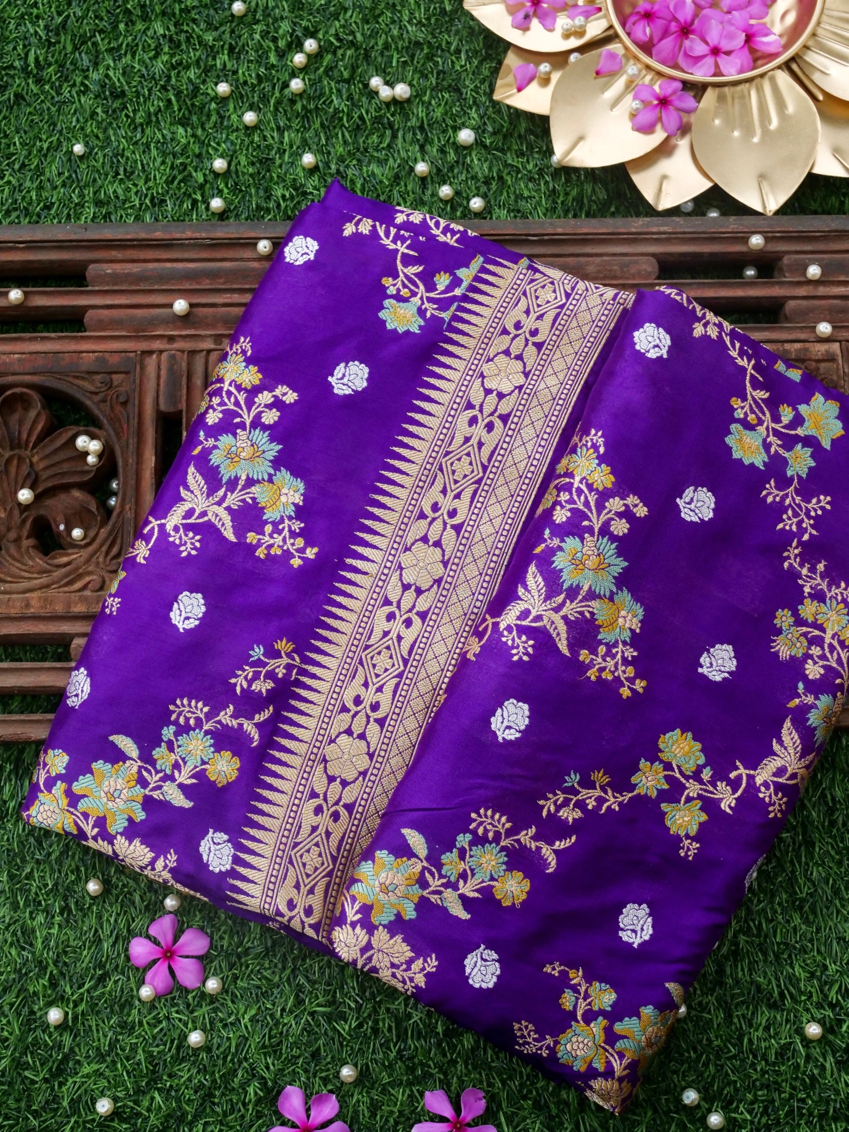 Handwoven Banarasi Katan Silk Saree in Royal Purple
