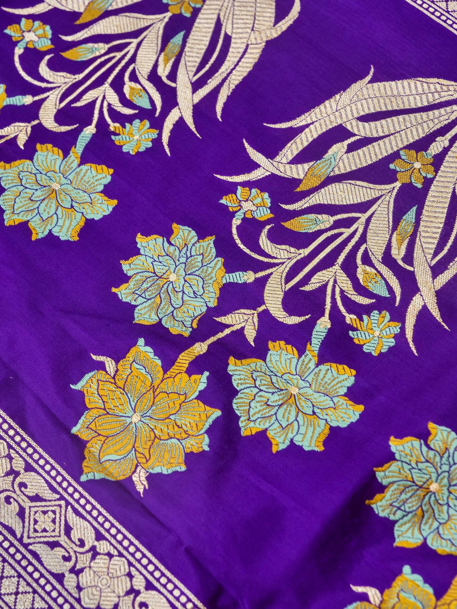Handwoven Banarasi Katan Silk Saree in Royal Purple