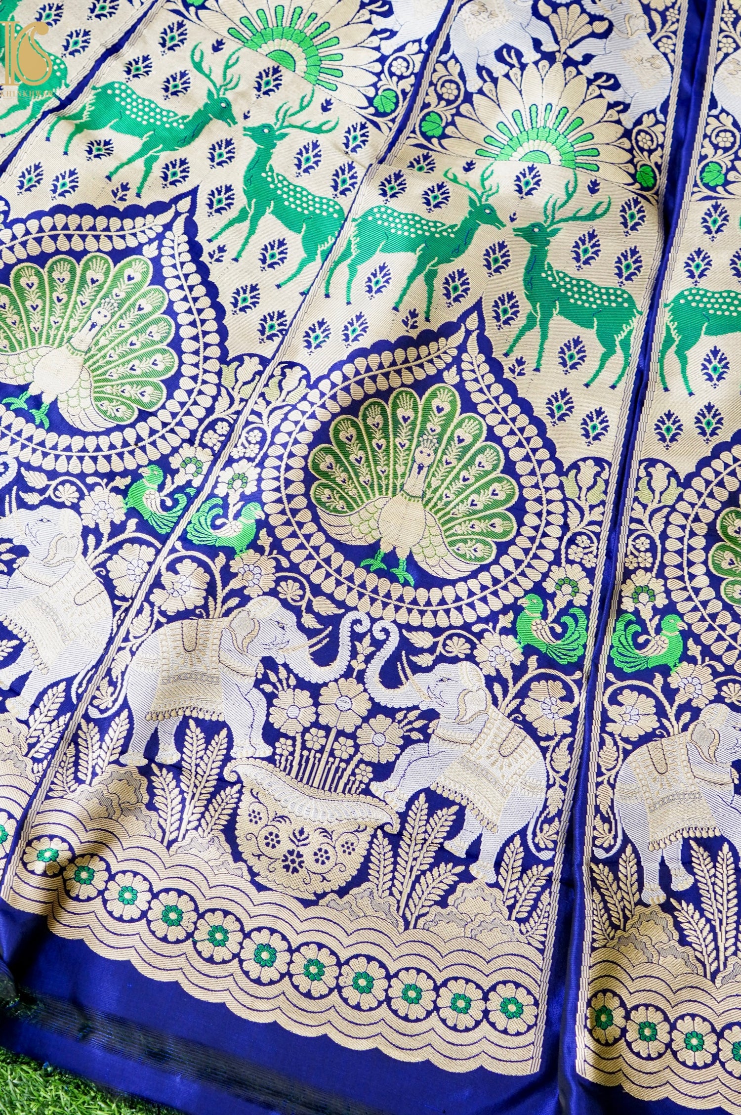 Handloom Banarasi Katan Silk Kalidar Mayura Gajraj Lehenga