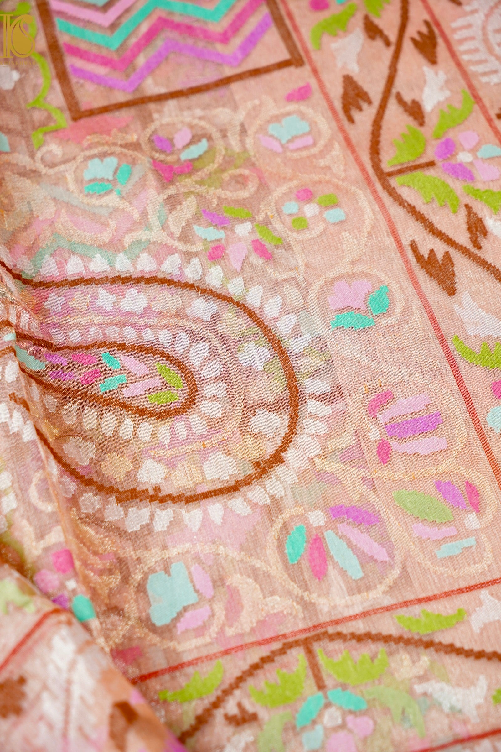 Handloom Banarasi Real Silver Zari Cotton by Tissue Saree