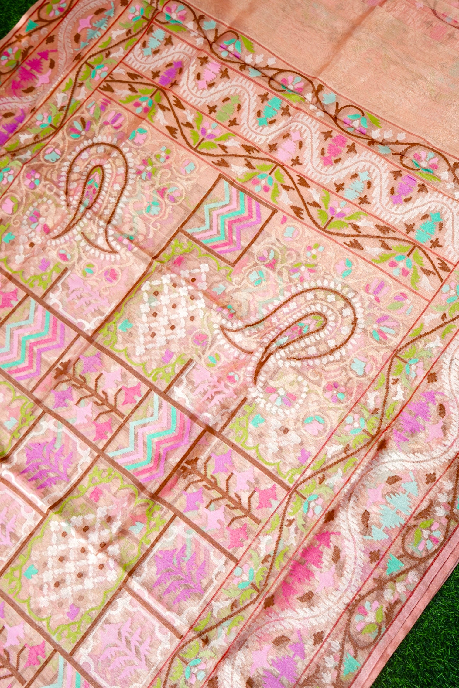 Handloom Banarasi Real Silver Zari Cotton by Tissue Saree