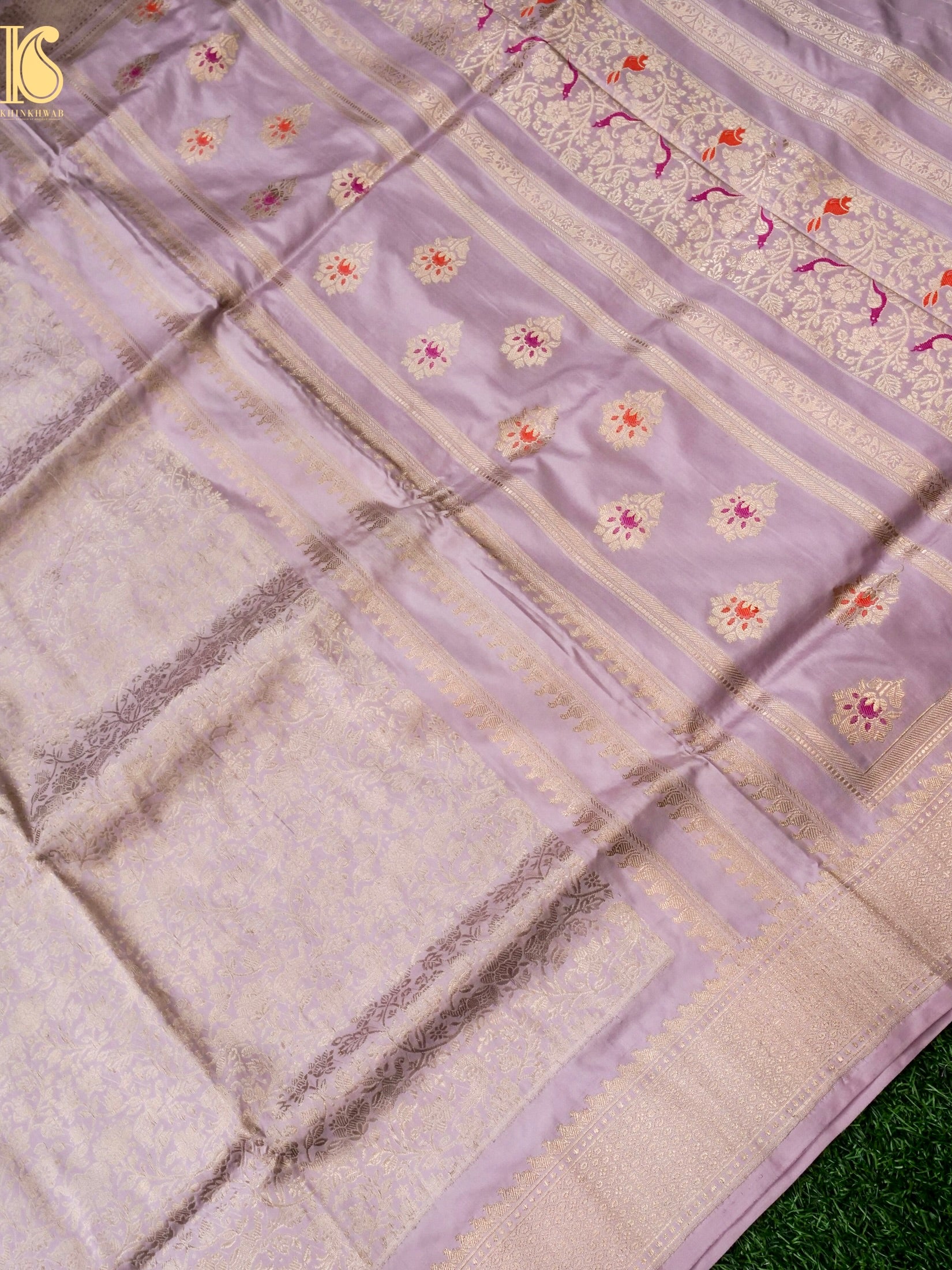 Handloom Banarasi Katan Silk Kadwa Zari Vasket Shikargah Saree