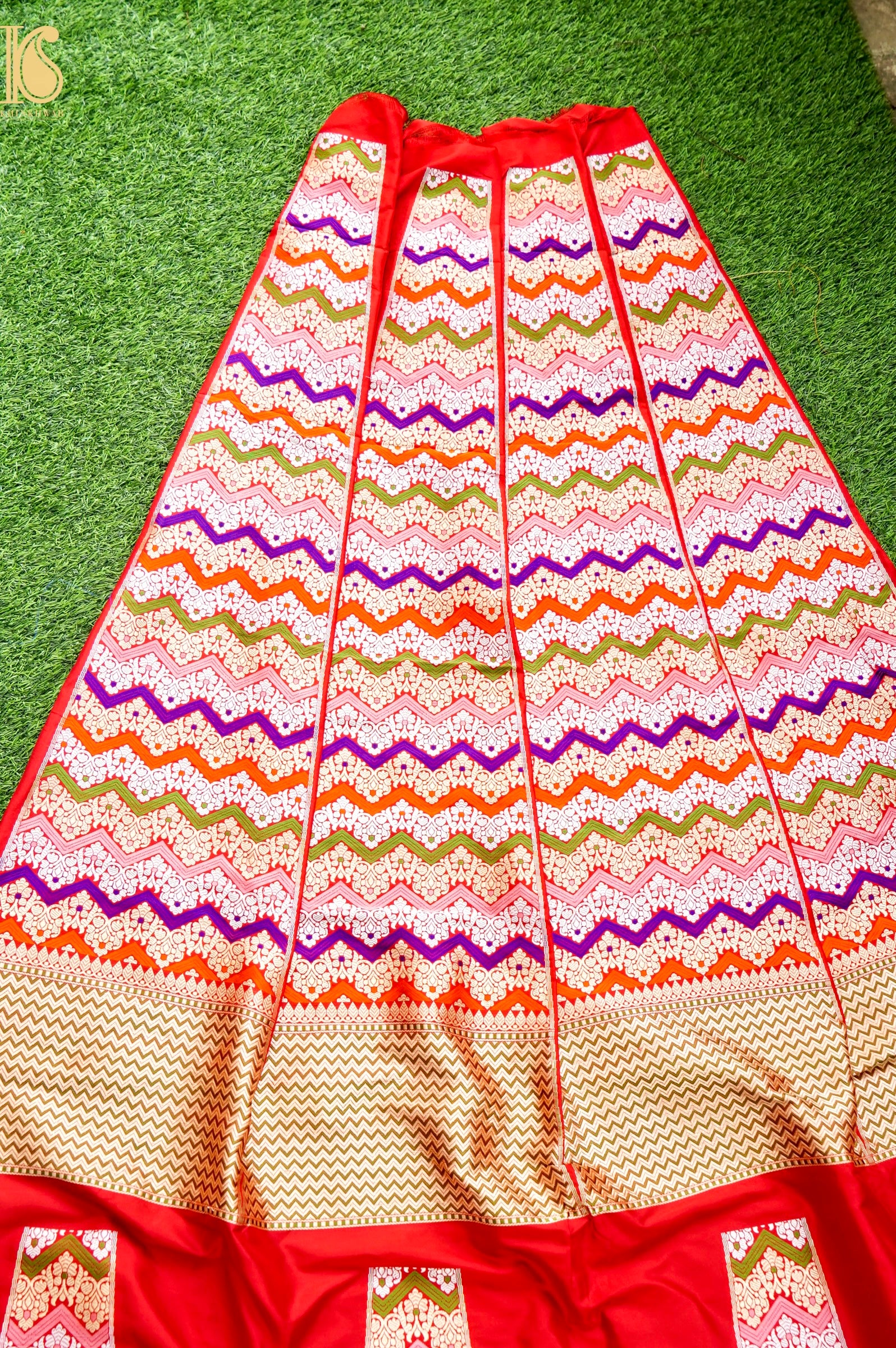 Handloom Banarasi Katan Silk Kalidar Rangtaal Lehenga