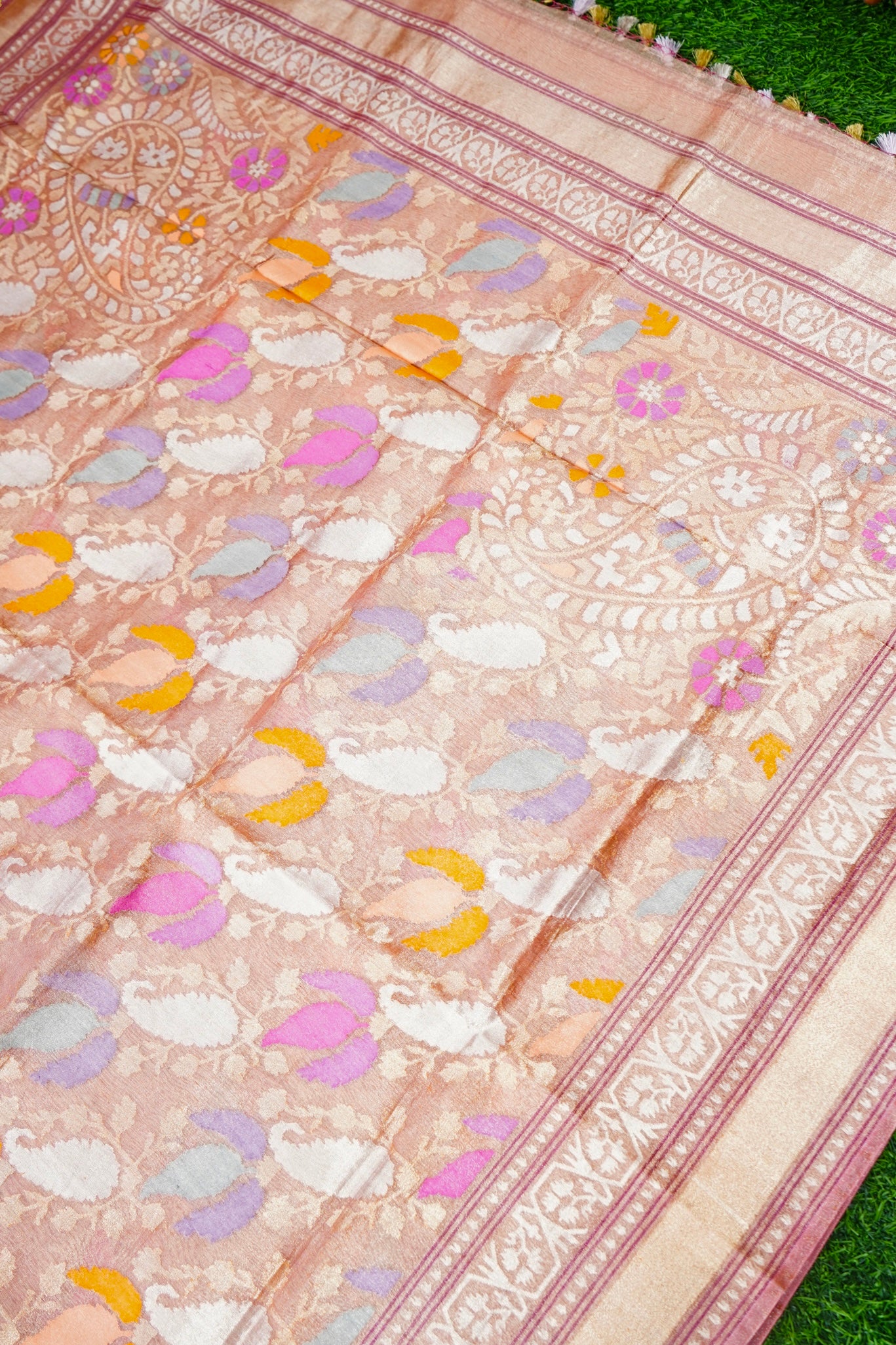 Handloom Banarasi Real Silver Zari Cotton Saree