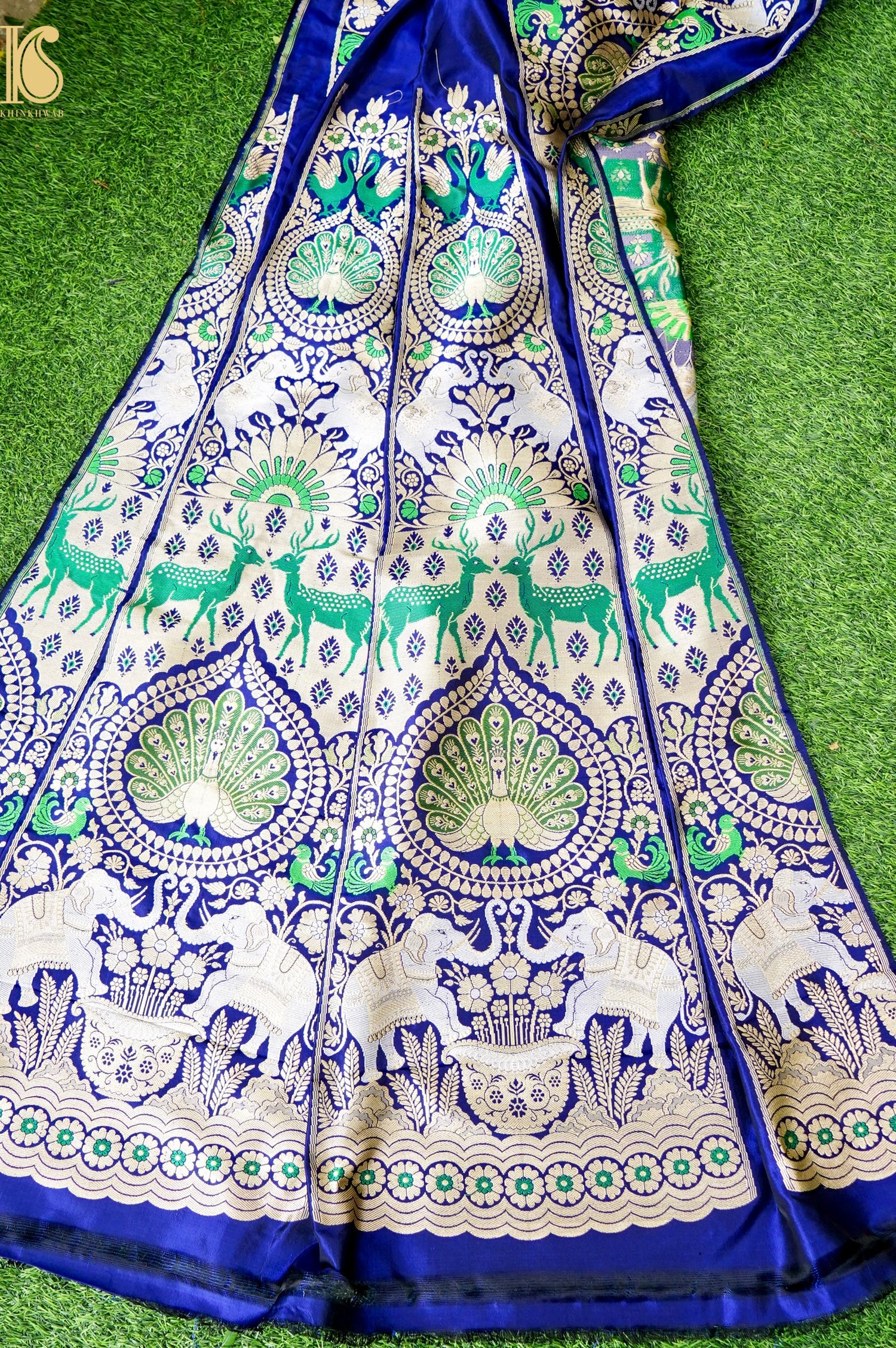 Handloom Banarasi Katan Silk Kalidar Mayura Gajraj Lehenga