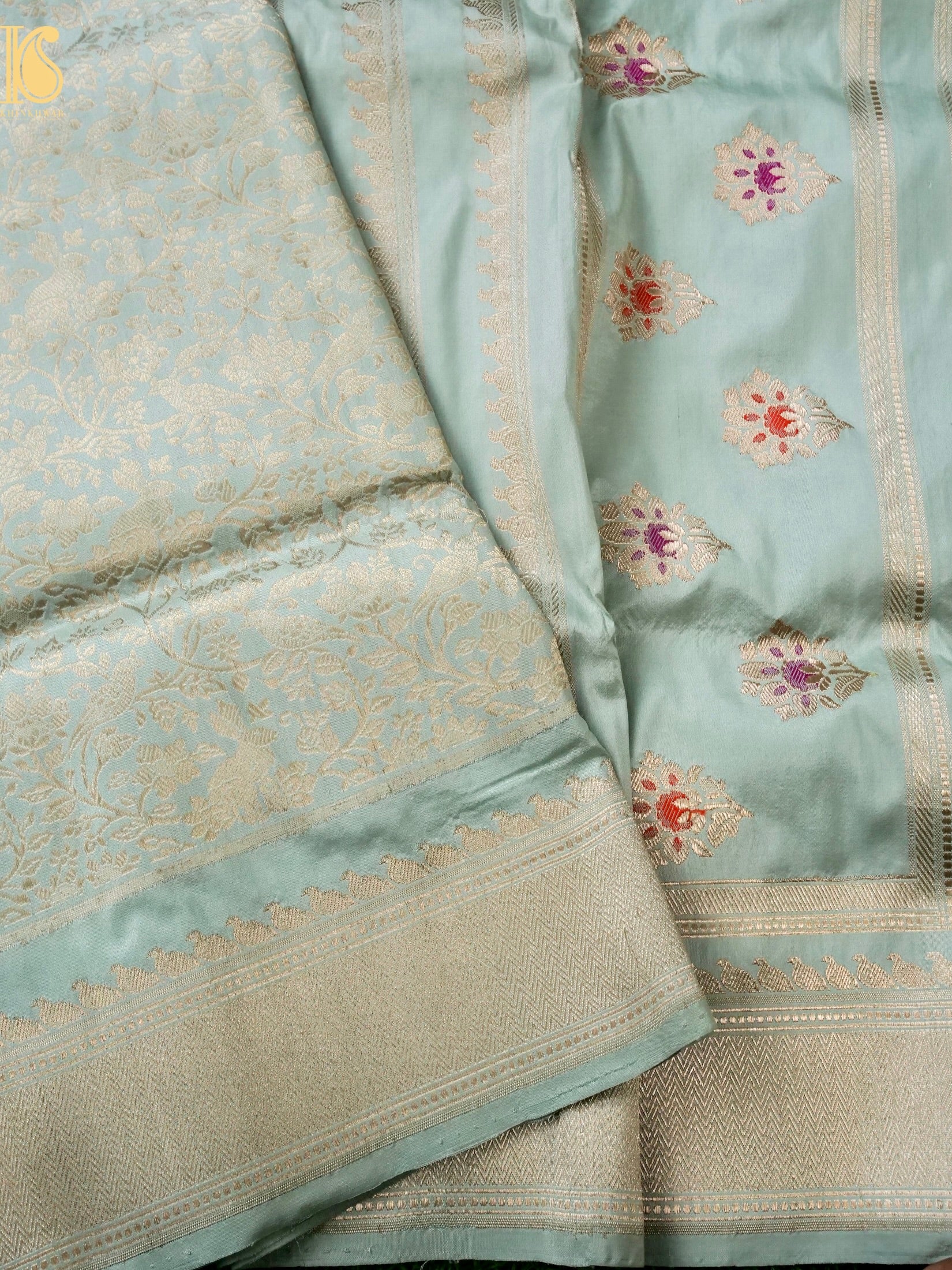 Handloom Banarasi Katan Silk Kadwa Zari Vasket Shikargah Saree