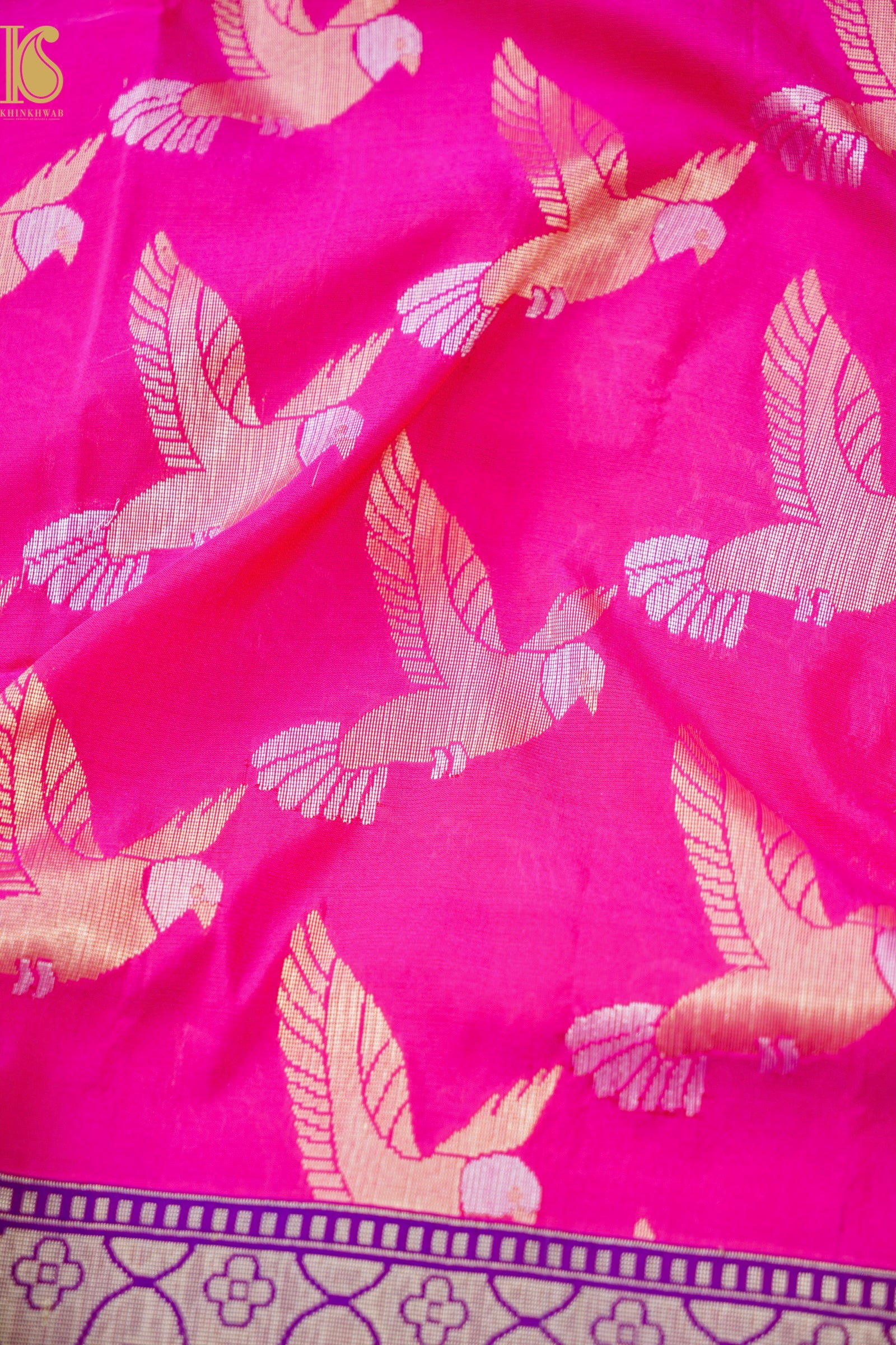 Handwoven Katan Silk Banarasi Chidiya Saree