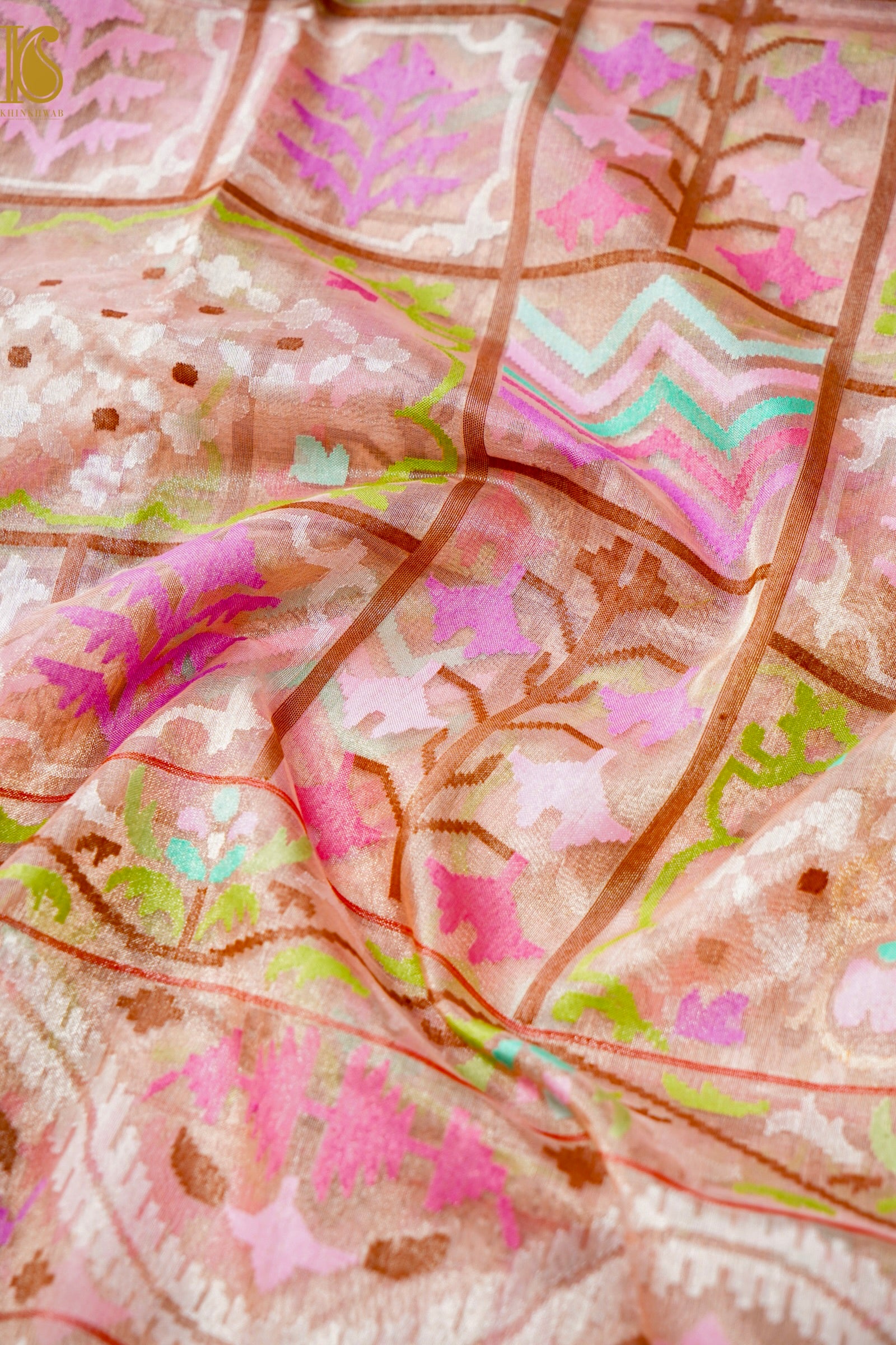 Handloom Banarasi Real Silver Zari Cotton by Tissue Saree