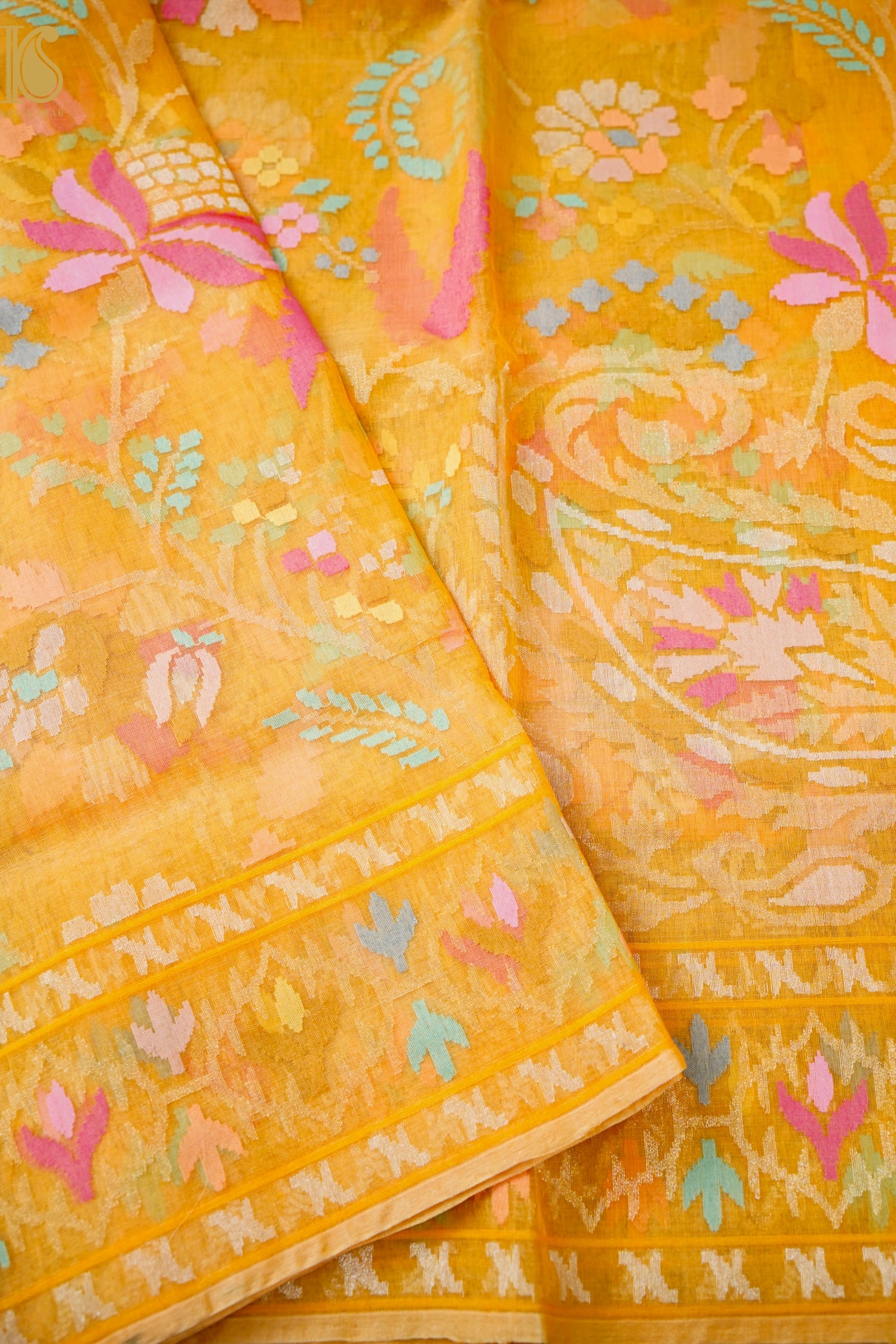 Handloom Banarasi Real Silver Zari Cotton Saree