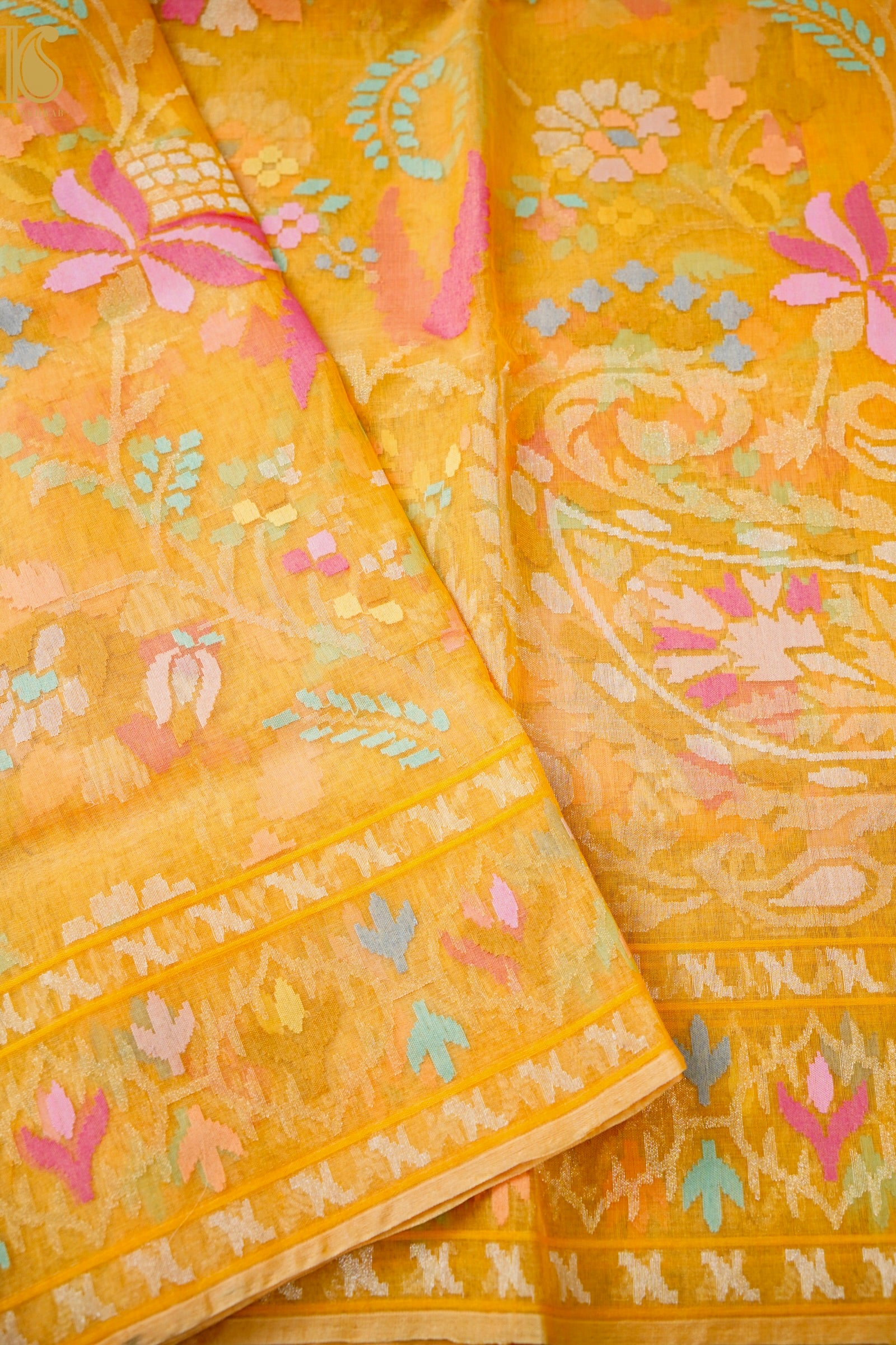 Handloom Banarasi Real Silver Zari Cotton Saree