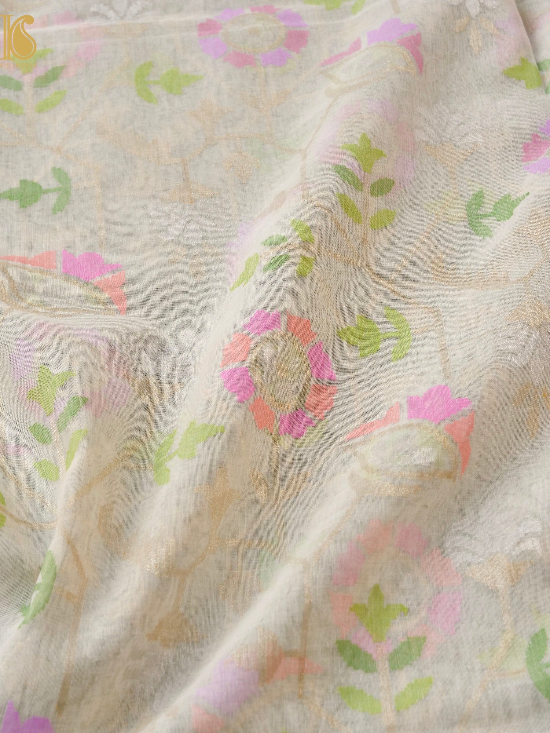 Handloom Banarasi Real Silver Zari Cotton Dupatta