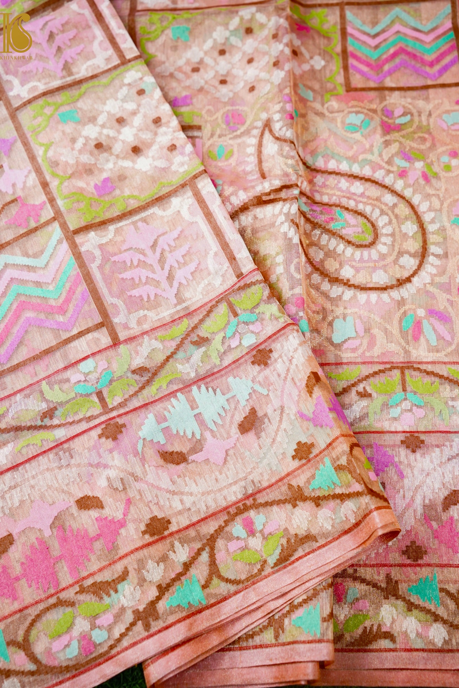 Handloom Banarasi Real Silver Zari Cotton by Tissue Saree