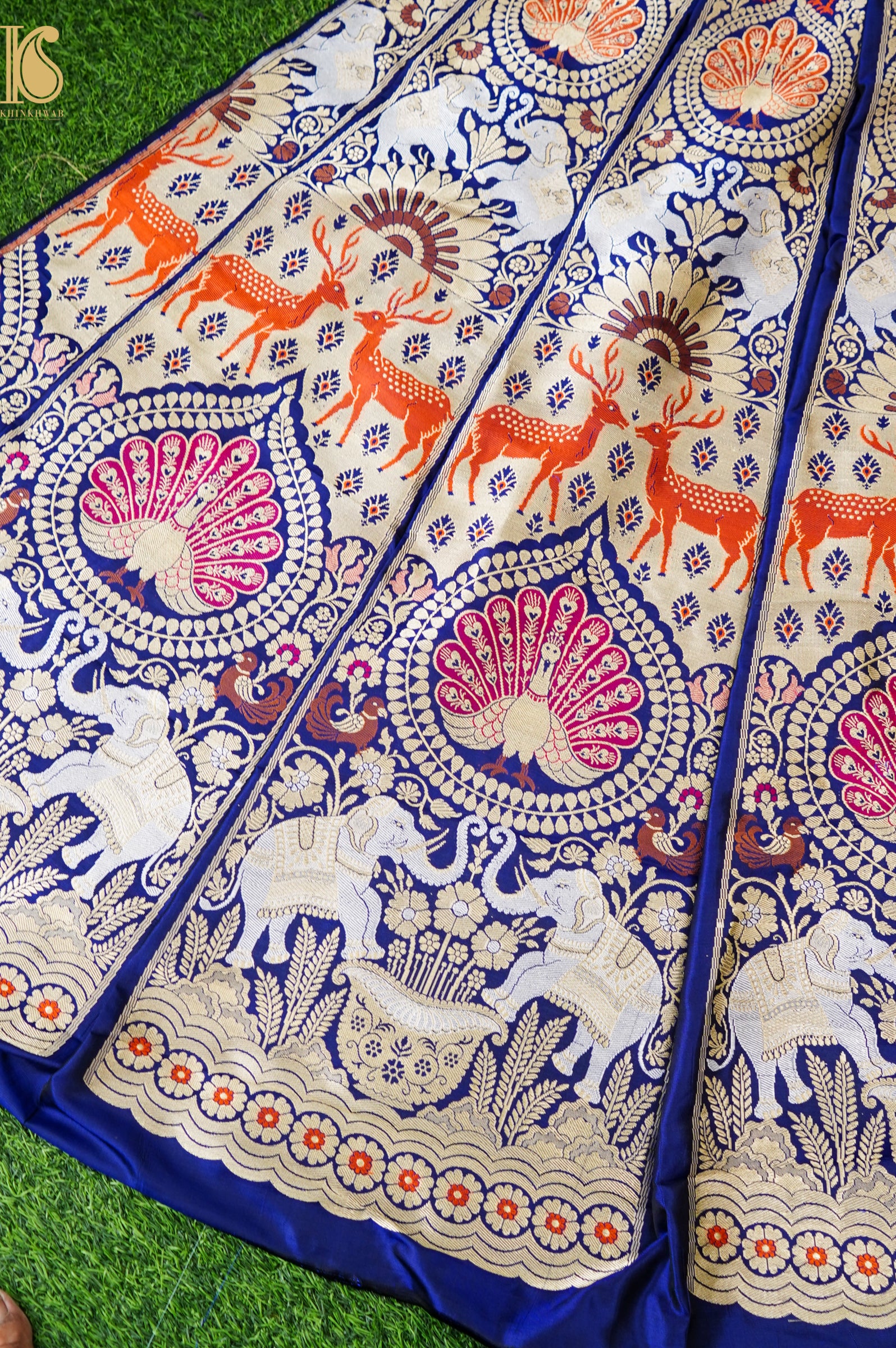Handloom Banarasi Katan Silk Kalidar Mayura Gajraj Lehenga