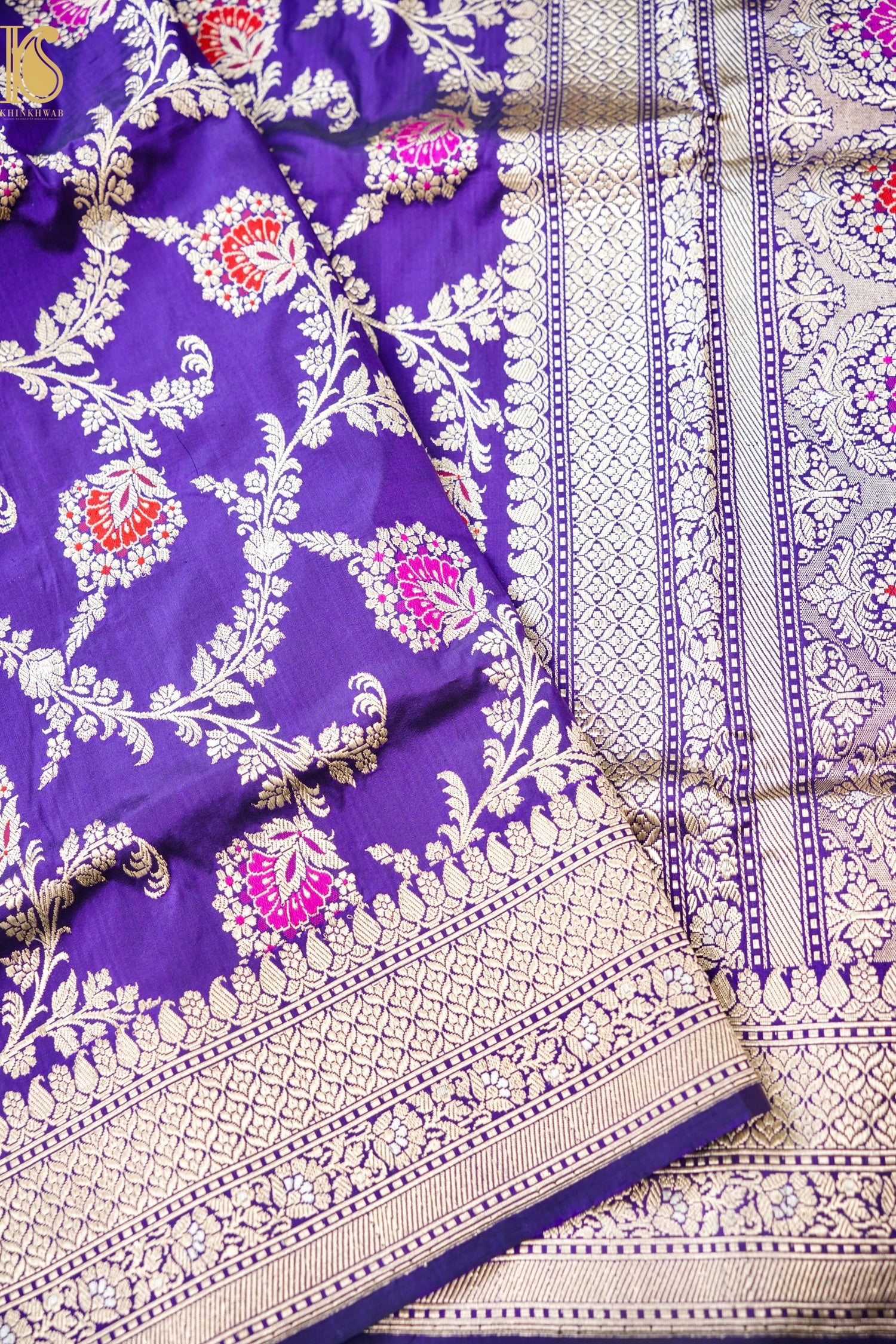 Banarasi Katan Silk Handwoven Kadwa Jaal Saree