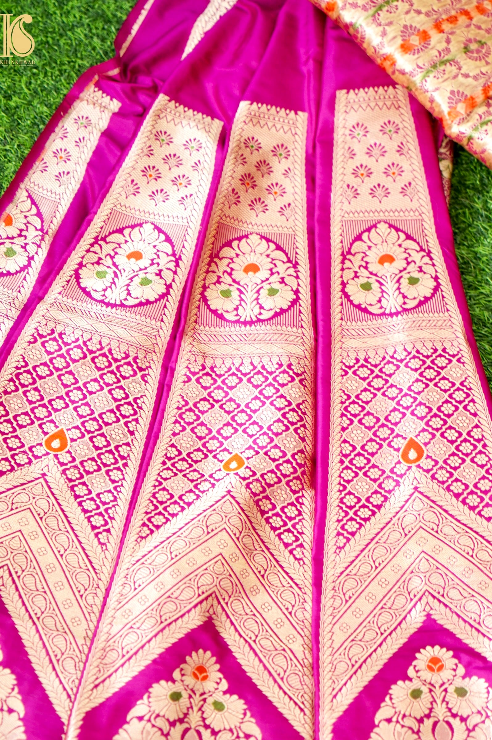 Handloom Banarasi Katan Silk Kalidar Gulrangi Bagh Lehenga