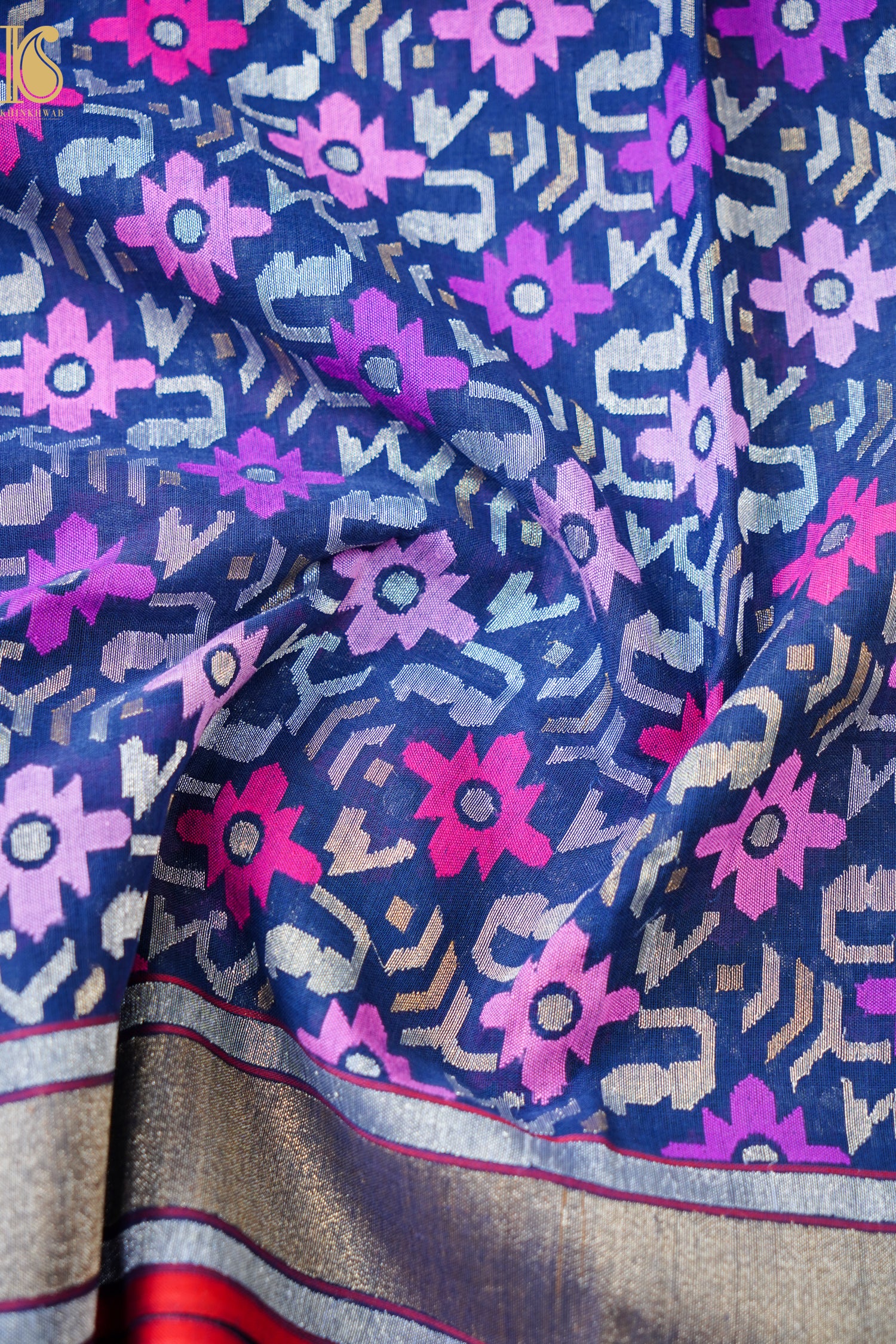 Handloom Banarasi Real Silver Zari Cotton Saree