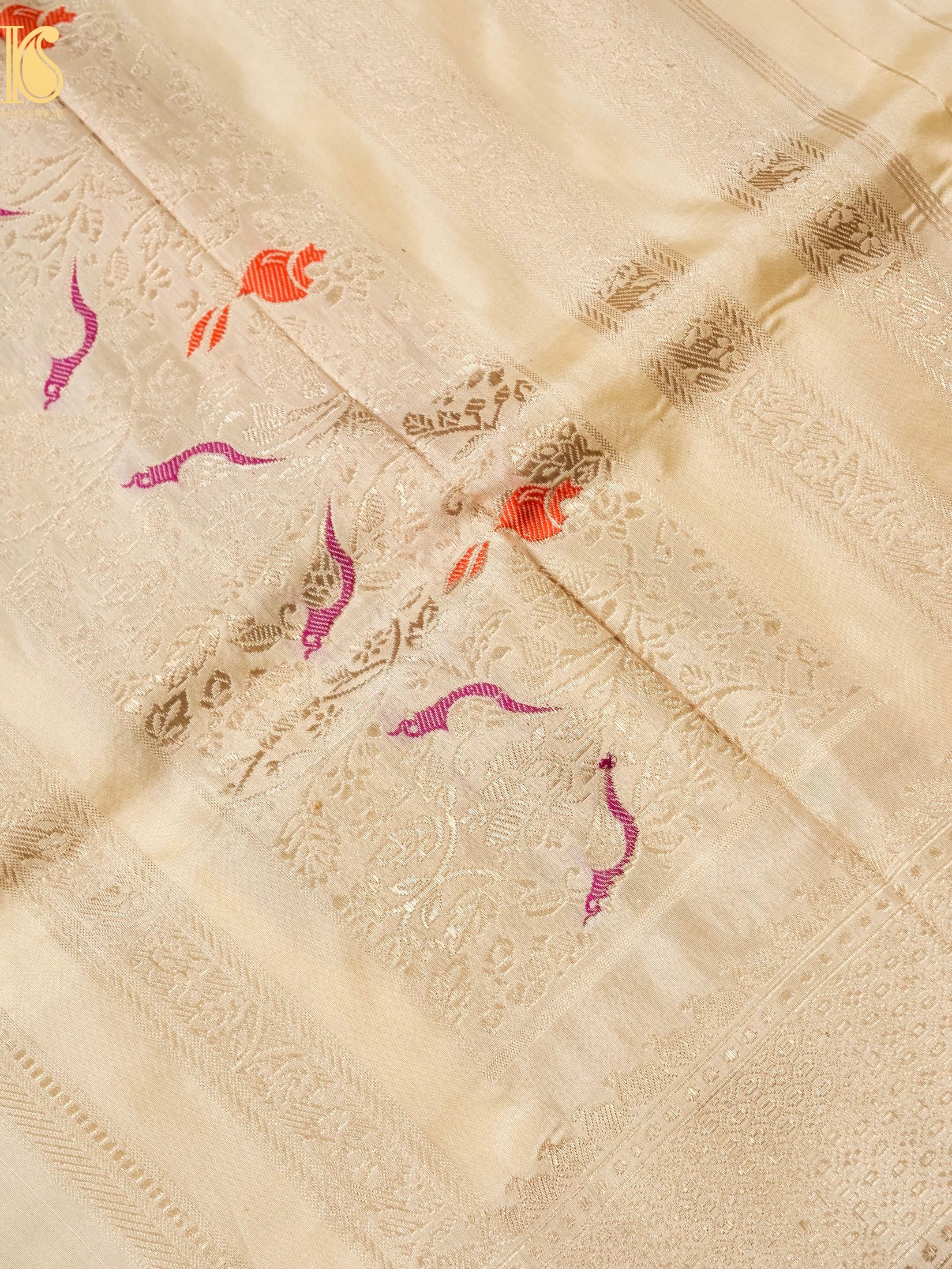 Handloom Banarasi Katan Silk Kadwa Zari Vasket Shikargah Saree