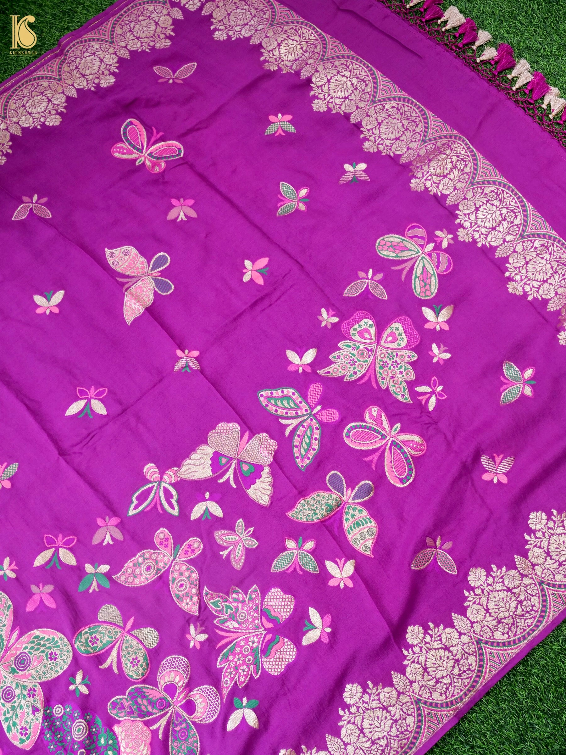 Banarasi Georgette Butterfly Dupatta in Purple | Palchhin