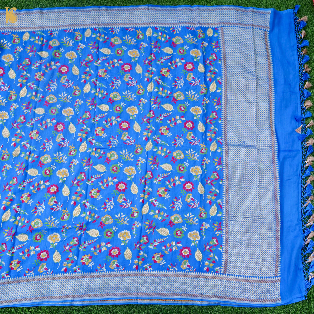 Banarasi Moonga Silk Meenakari Dupatta in Blue