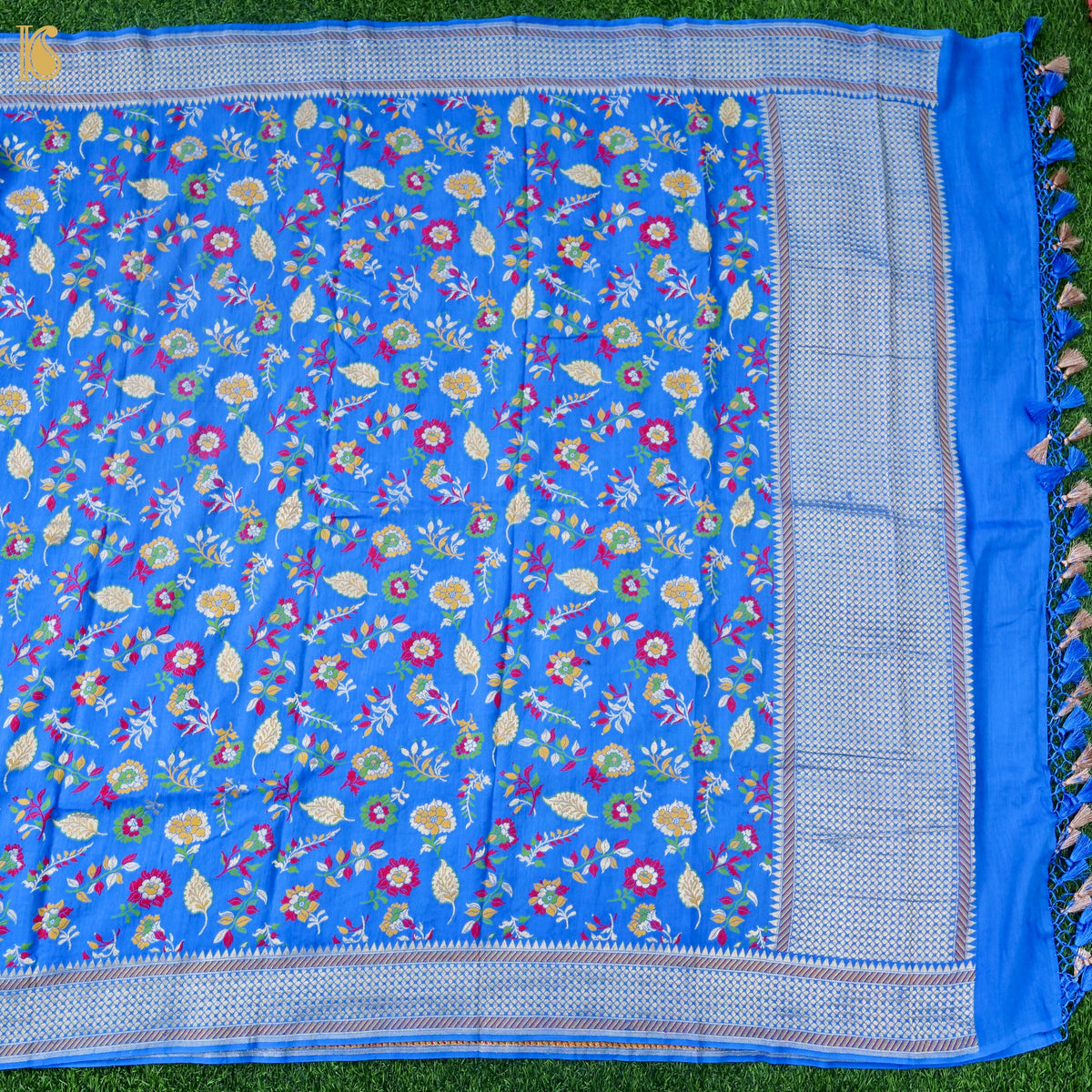 Banarasi Moonga Silk Meenakari Dupatta in Blue