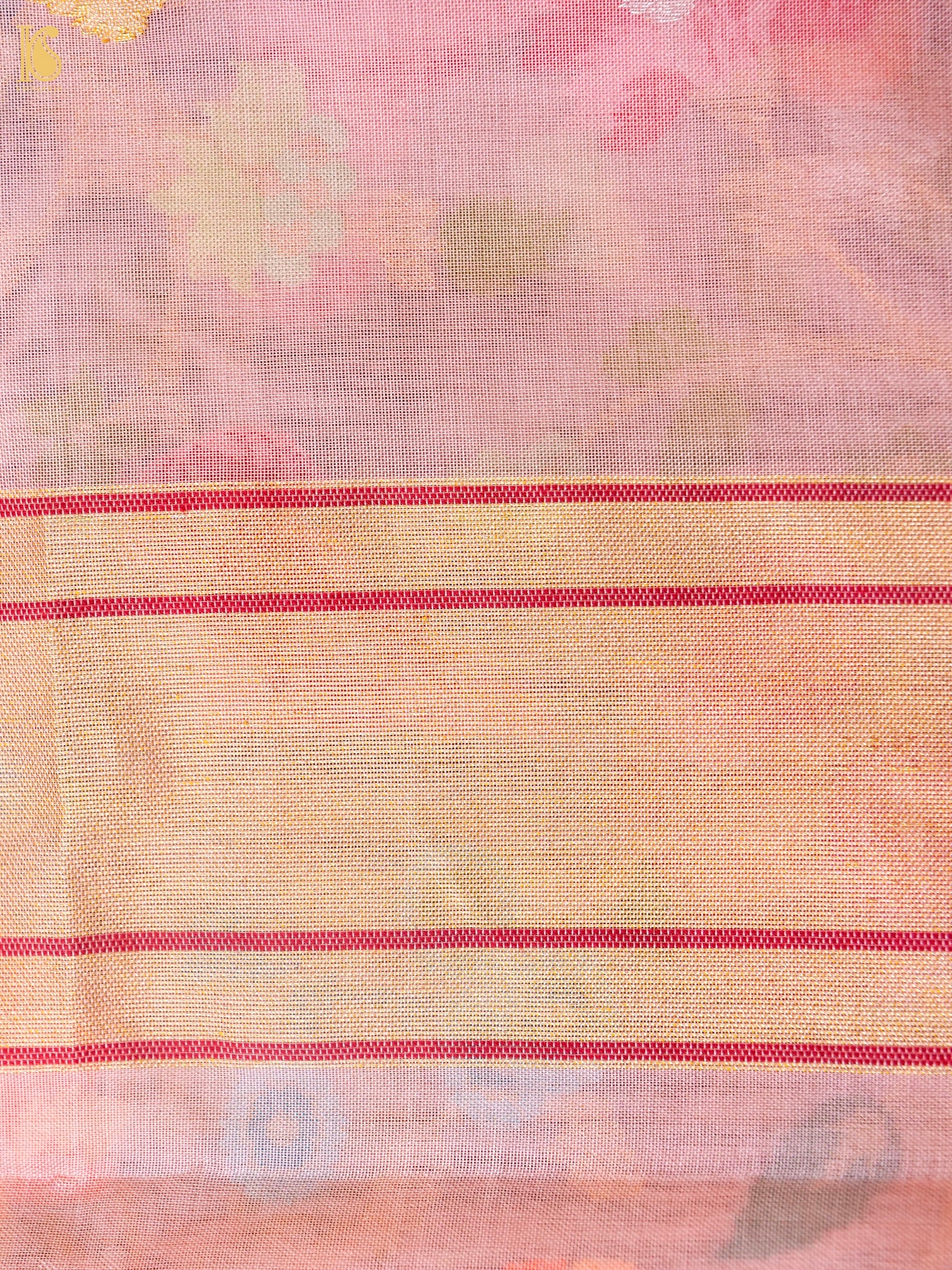 Handwoven Banarasi Cotton Real Zari Saree in Dusty Rose