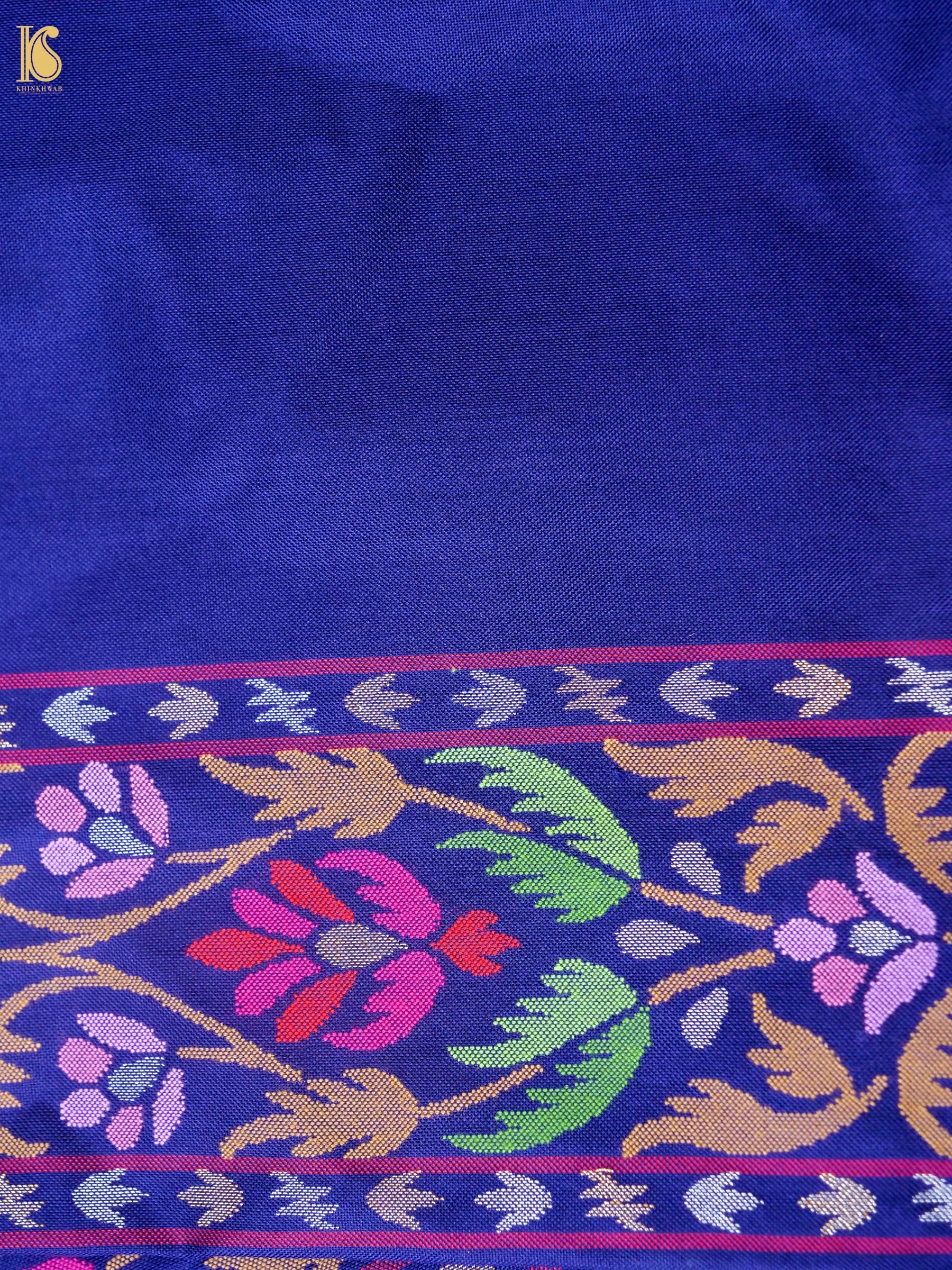 Handwoven Banarasi Katan Silk Saree in Navy Blue