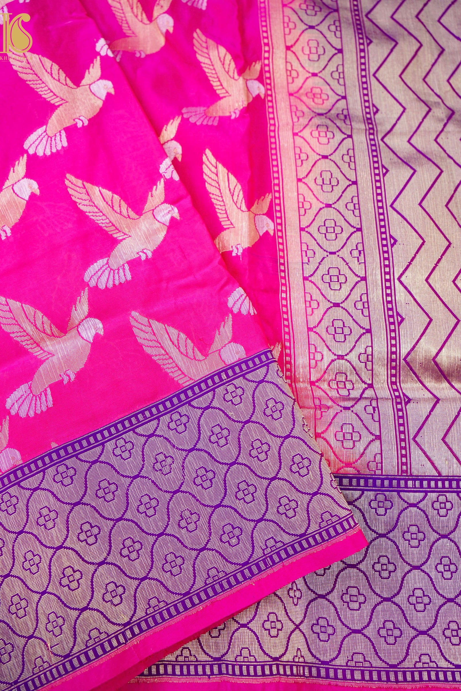Handwoven Katan Silk Banarasi Chidiya Saree