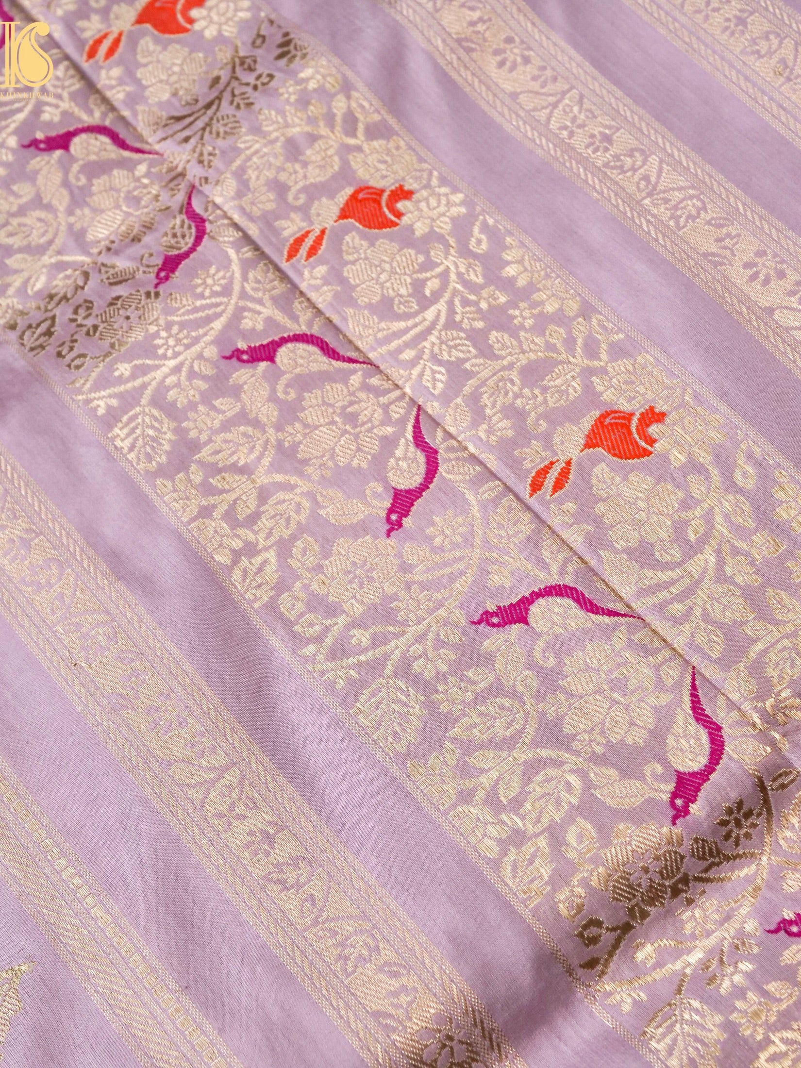 Handloom Banarasi Katan Silk Kadwa Zari Vasket Shikargah Saree
