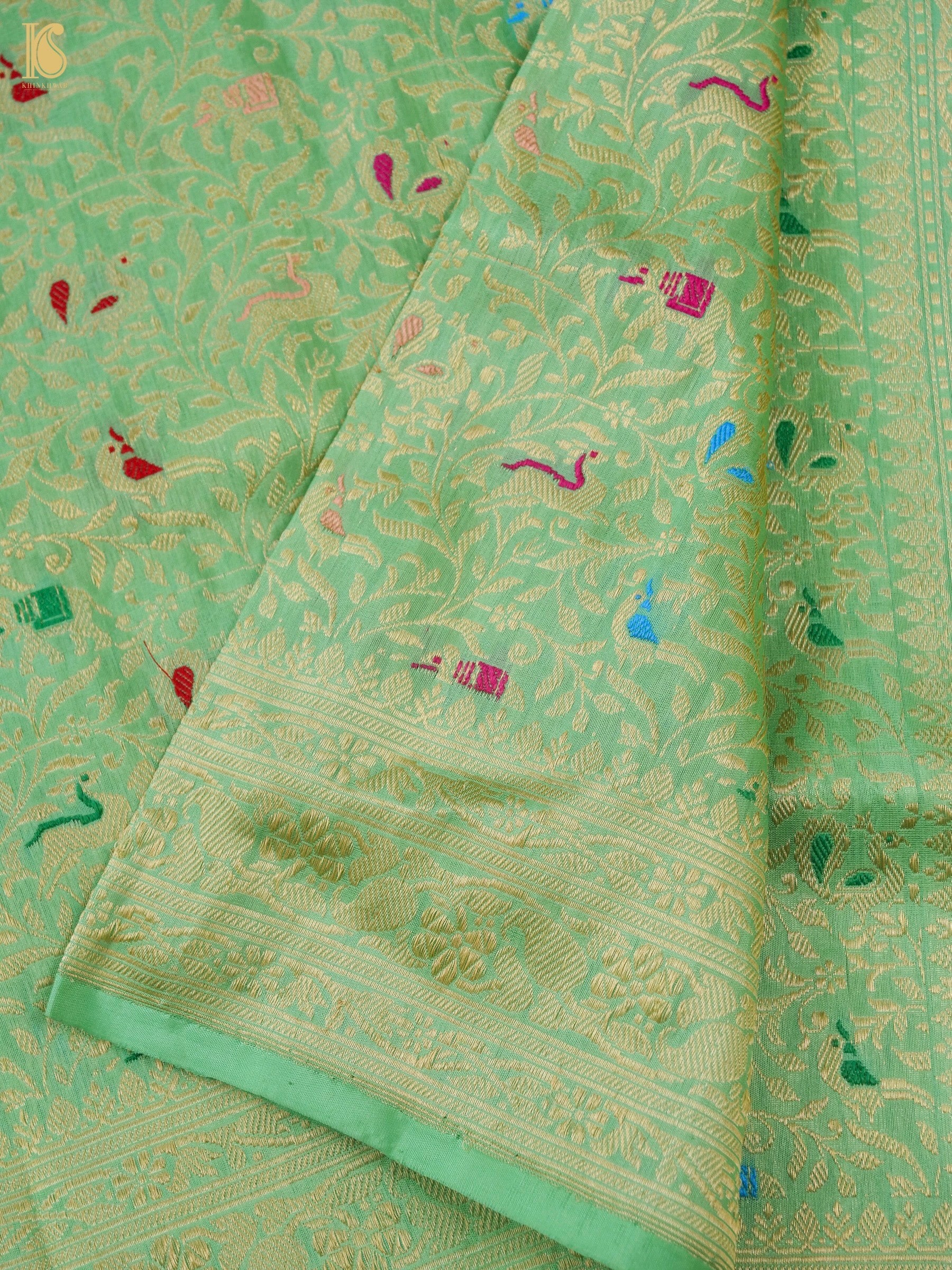 Handwoven Banarasi Katan Silk Shikargah Dupatta
