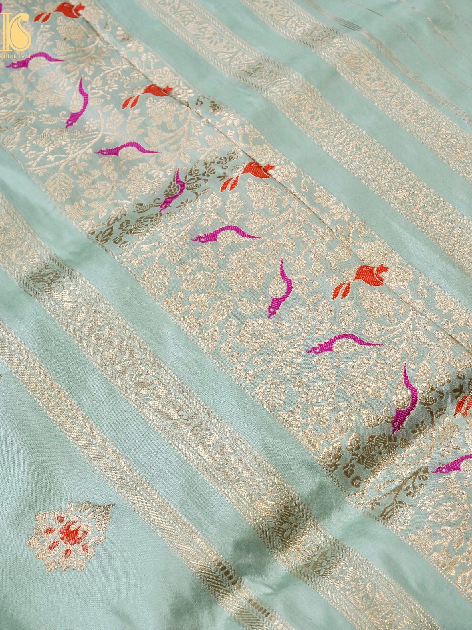 Handloom Banarasi Katan Silk Kadwa Zari Vasket Shikargah Saree