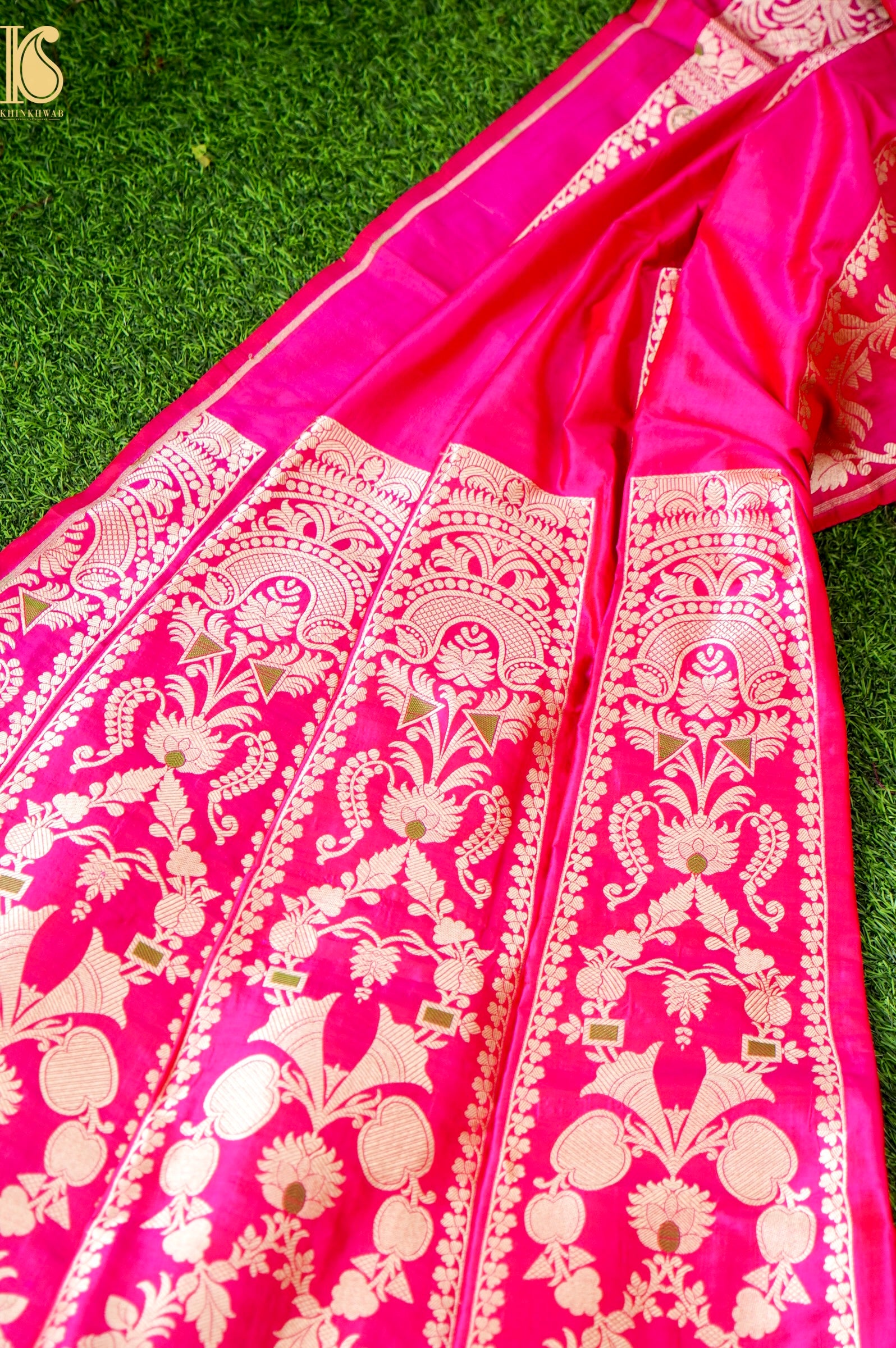 Handloom Banarasi Katan Silk Kalidar Rajrika Lehenga