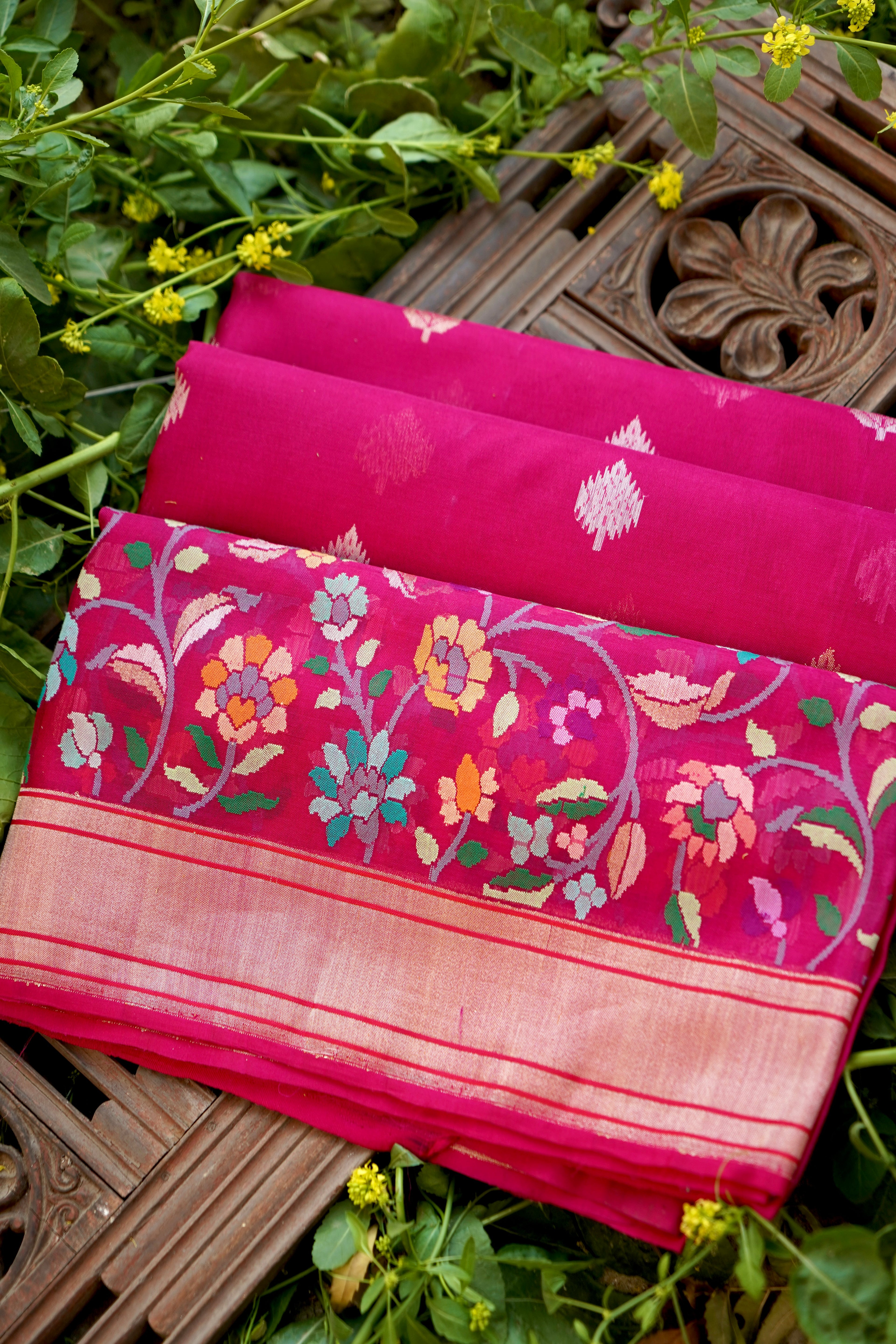 Handloom Banarasi Real Silver Zari Cotton Saree - Khinkhwab