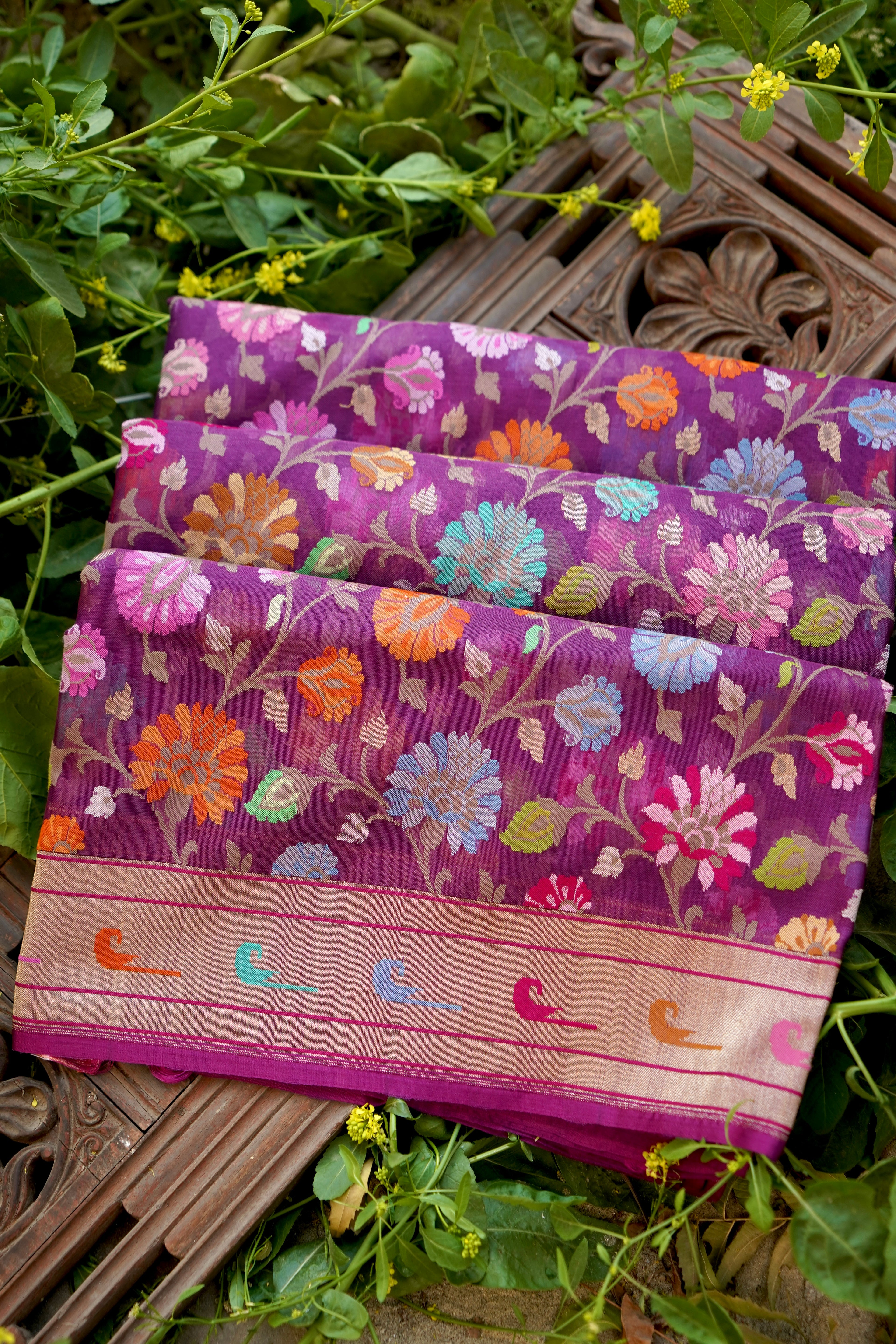 Handloom Banarasi Real Silver Zari Cotton Saree - Khinkhwab