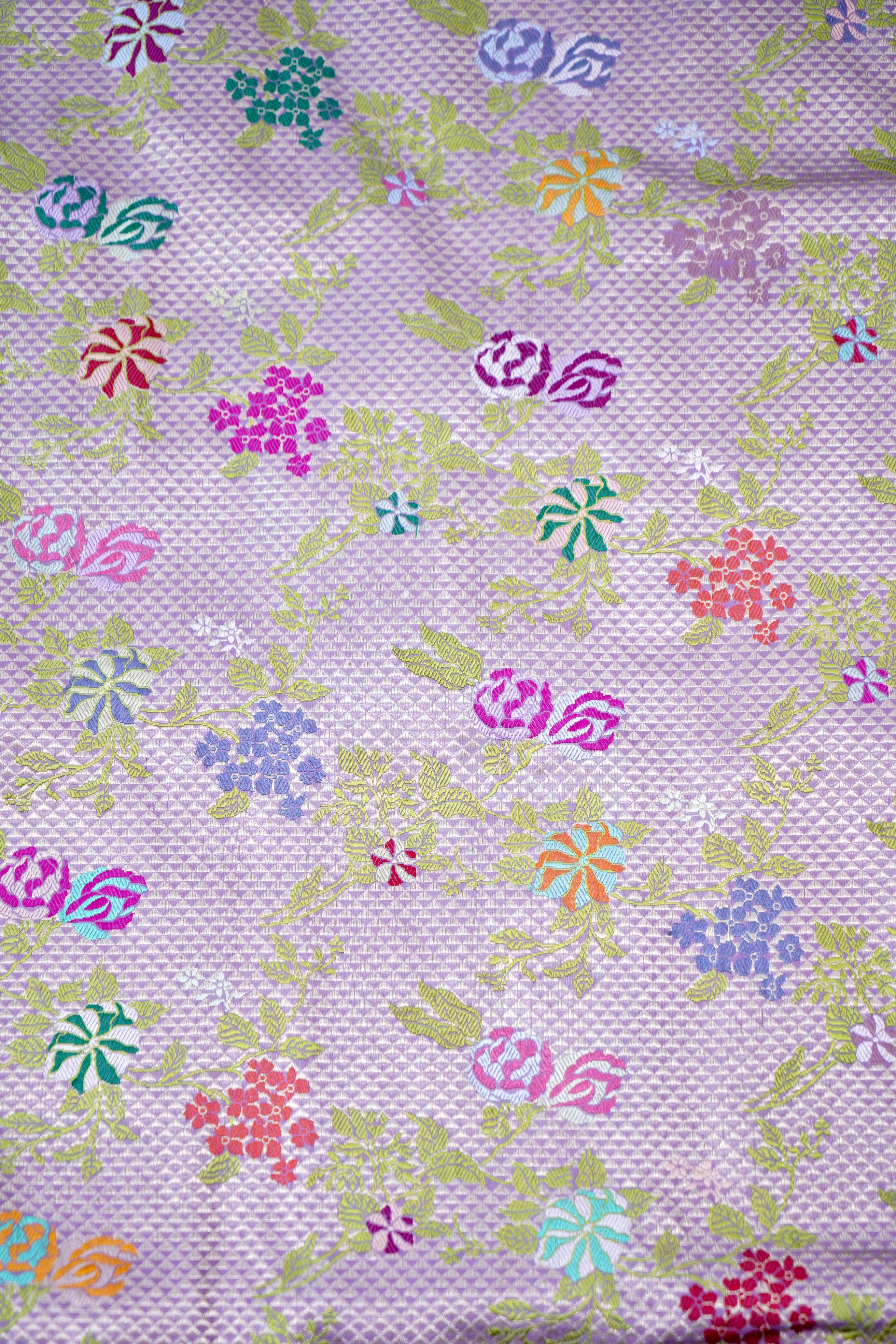 Handwoven Banarasi Katan Silk Kinkhab Meenakari Saree in Soft Lilac