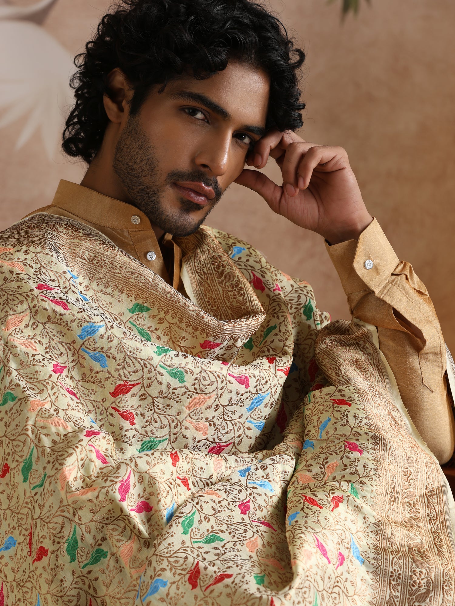 Handloom Banarasi Katan Silk Chidiya Dupatta