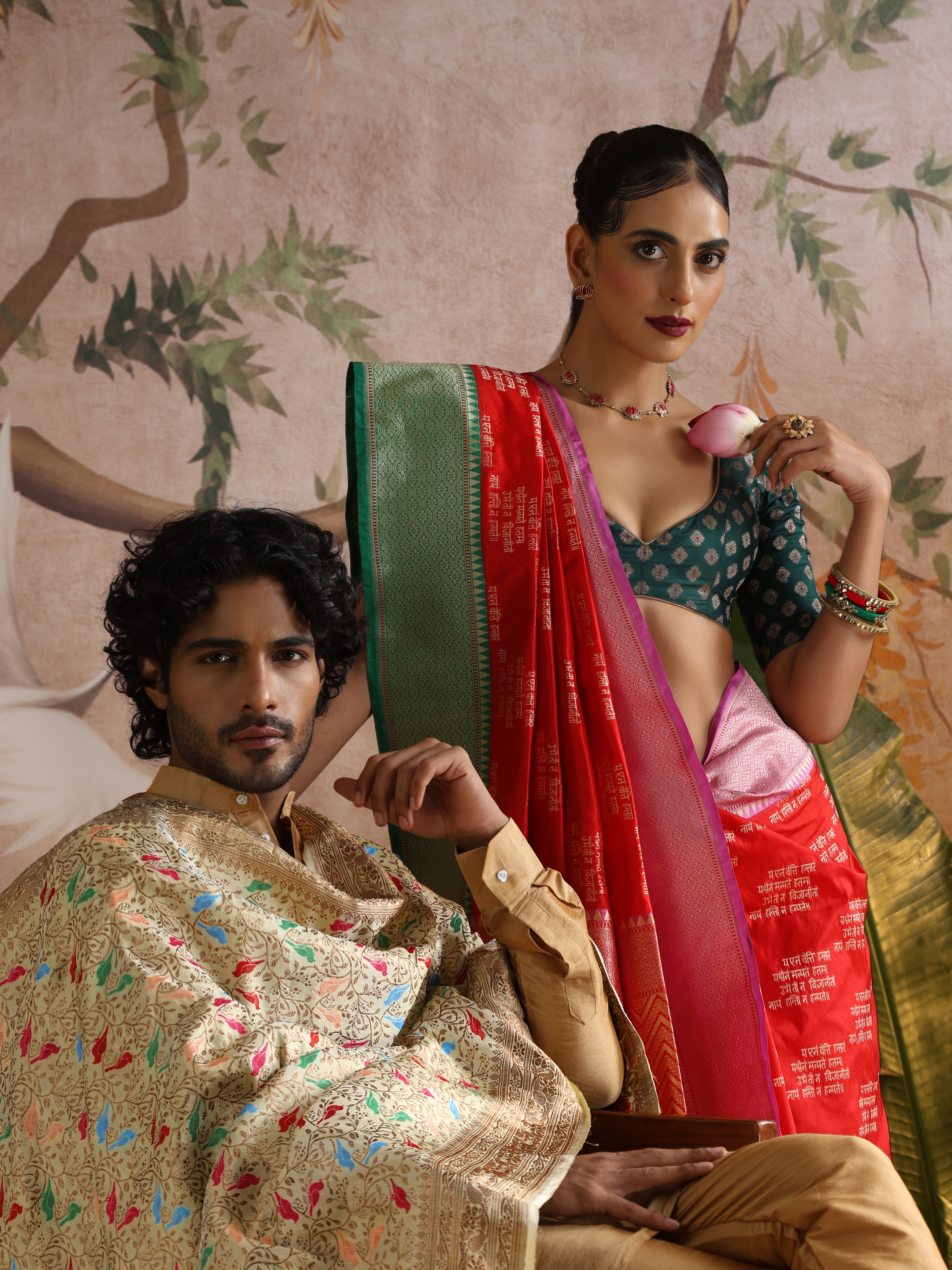 Handwoven Katan Silk Shloka Banarasi Red Saree