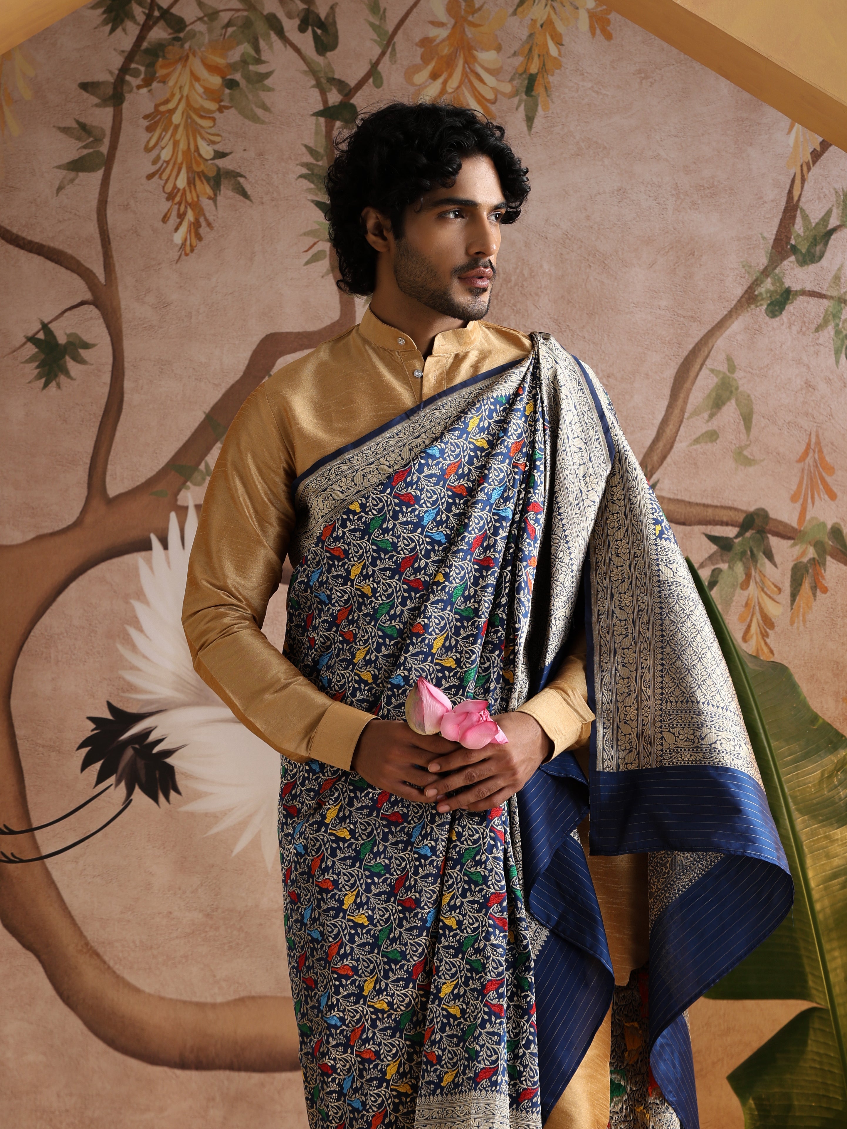 Handloom Banarasi Katan Silk Chidiya Dupatta