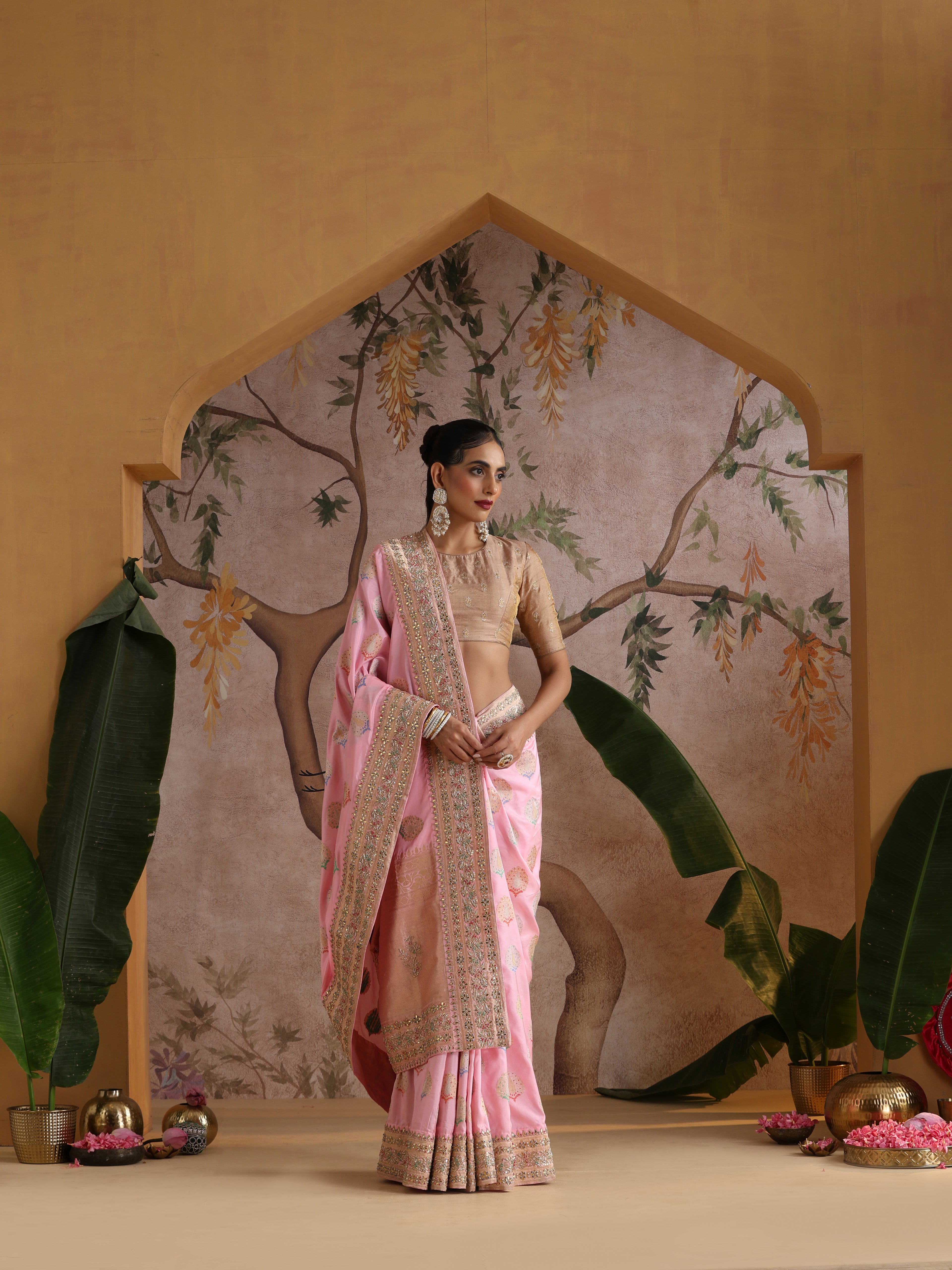Banarasi Handwoven Katan Silk Kadwa Mor Boota Saree