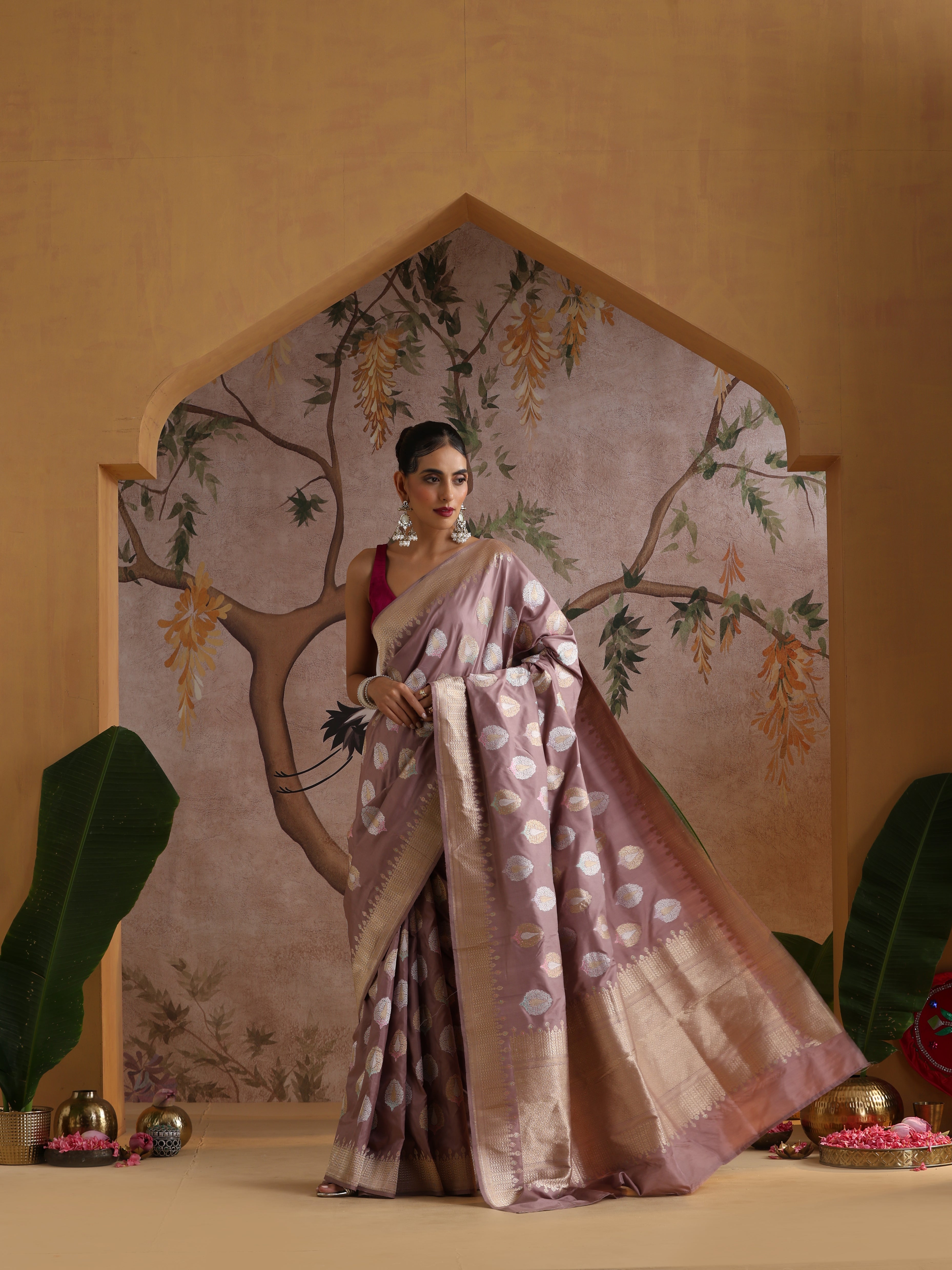 Banarasi Handwoven Katan SIlk Kadwa Mor Saree