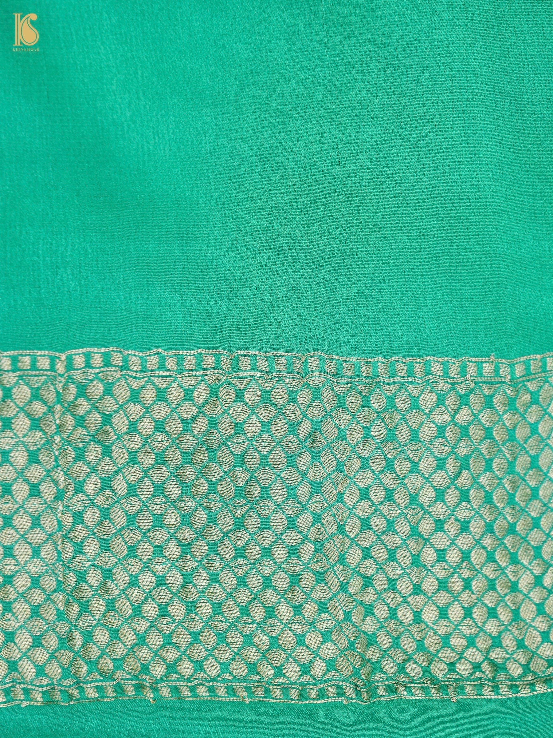 Pure Georgette Handloom Banarasi Marigold Saree